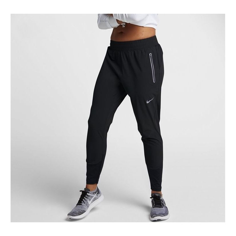 (WMNS) Nike Small Logo Elastic Waistband Running Sports Long Pants Black 885259-010 - 1