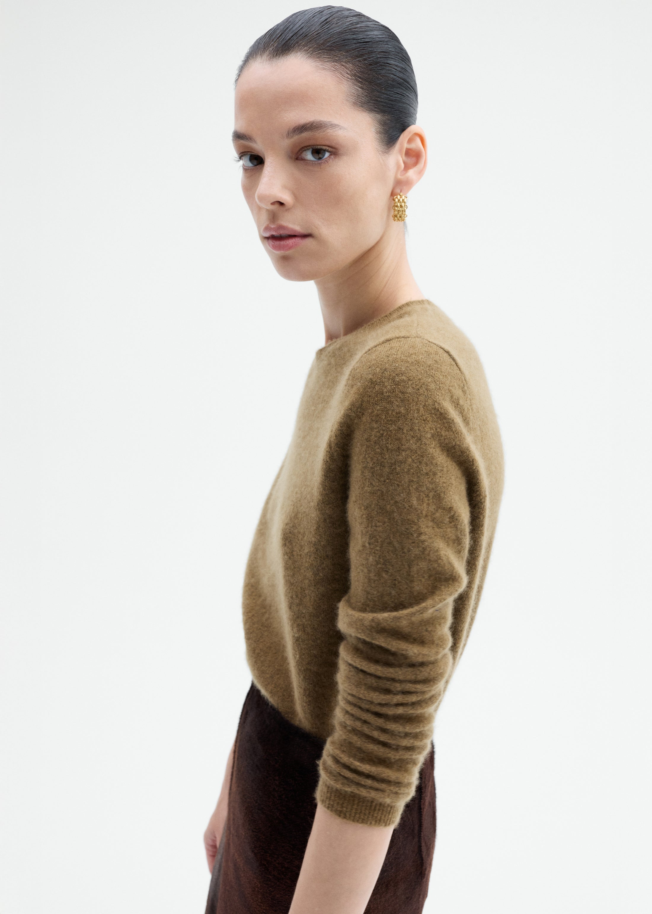 Long Sleeve Crew Sweater in Cashmere Silk - 3