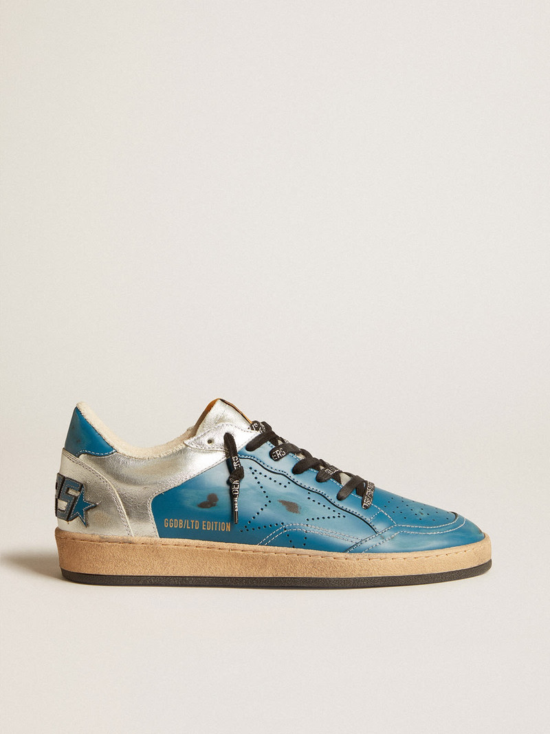 Ball Star LAB in glossy blue and silver leather with perforated star - 1