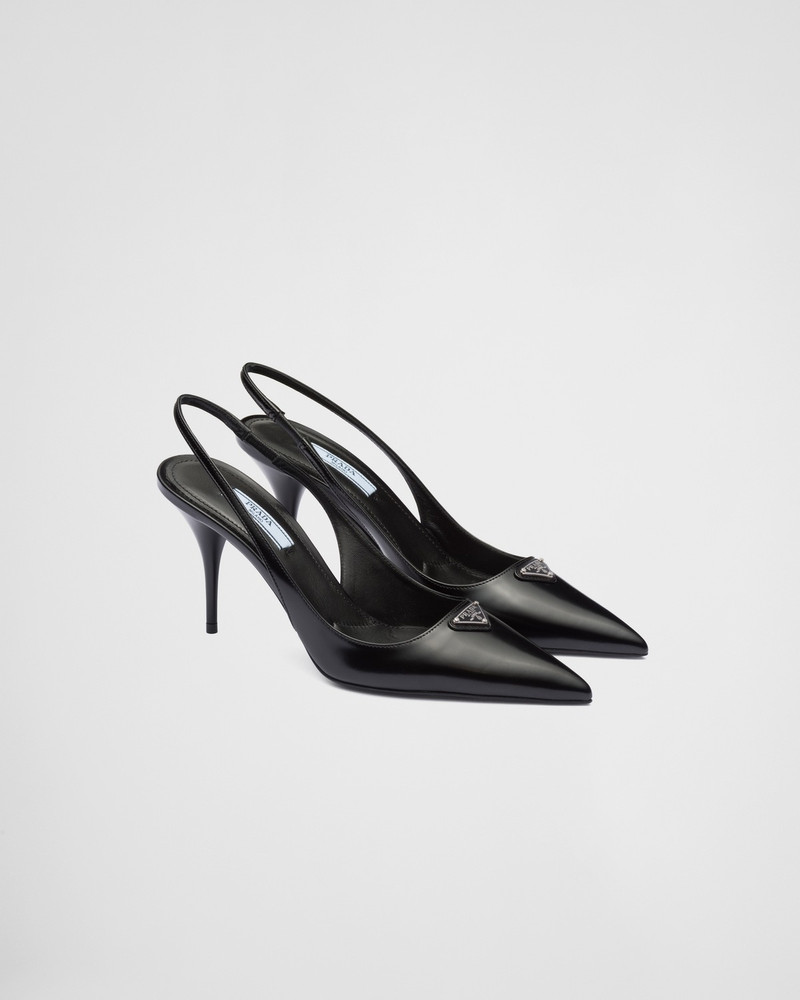 Prada Brushed leather slingback pumps outlook
