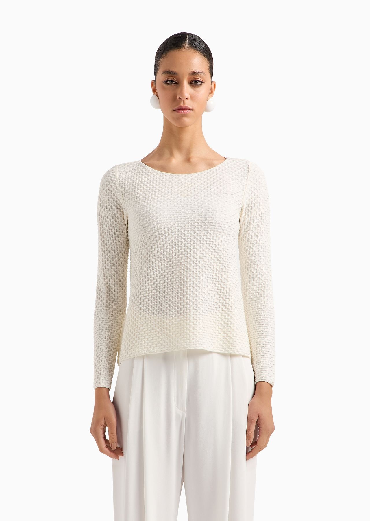 ASV recycled jersey jacquard boat-neck flared jumper - 2