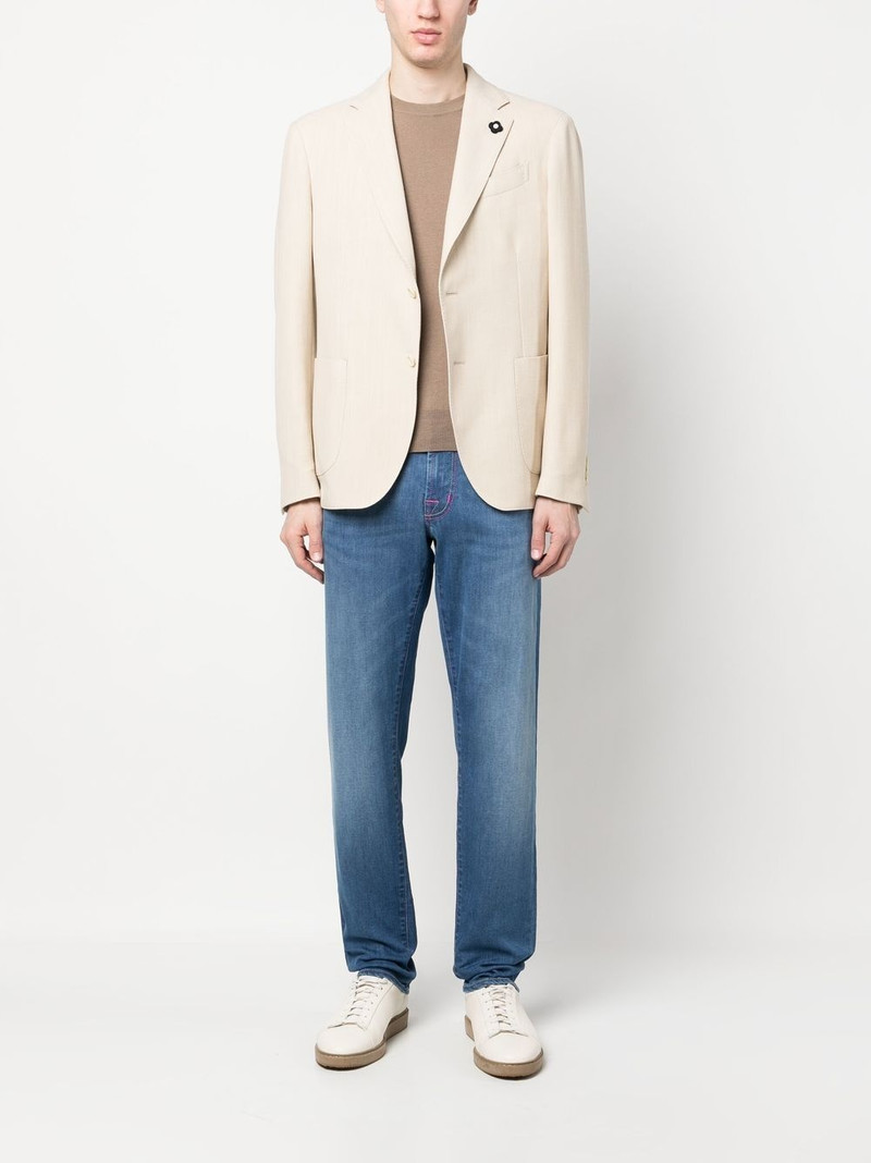 LARDINI woven single-breasted blazer outlook