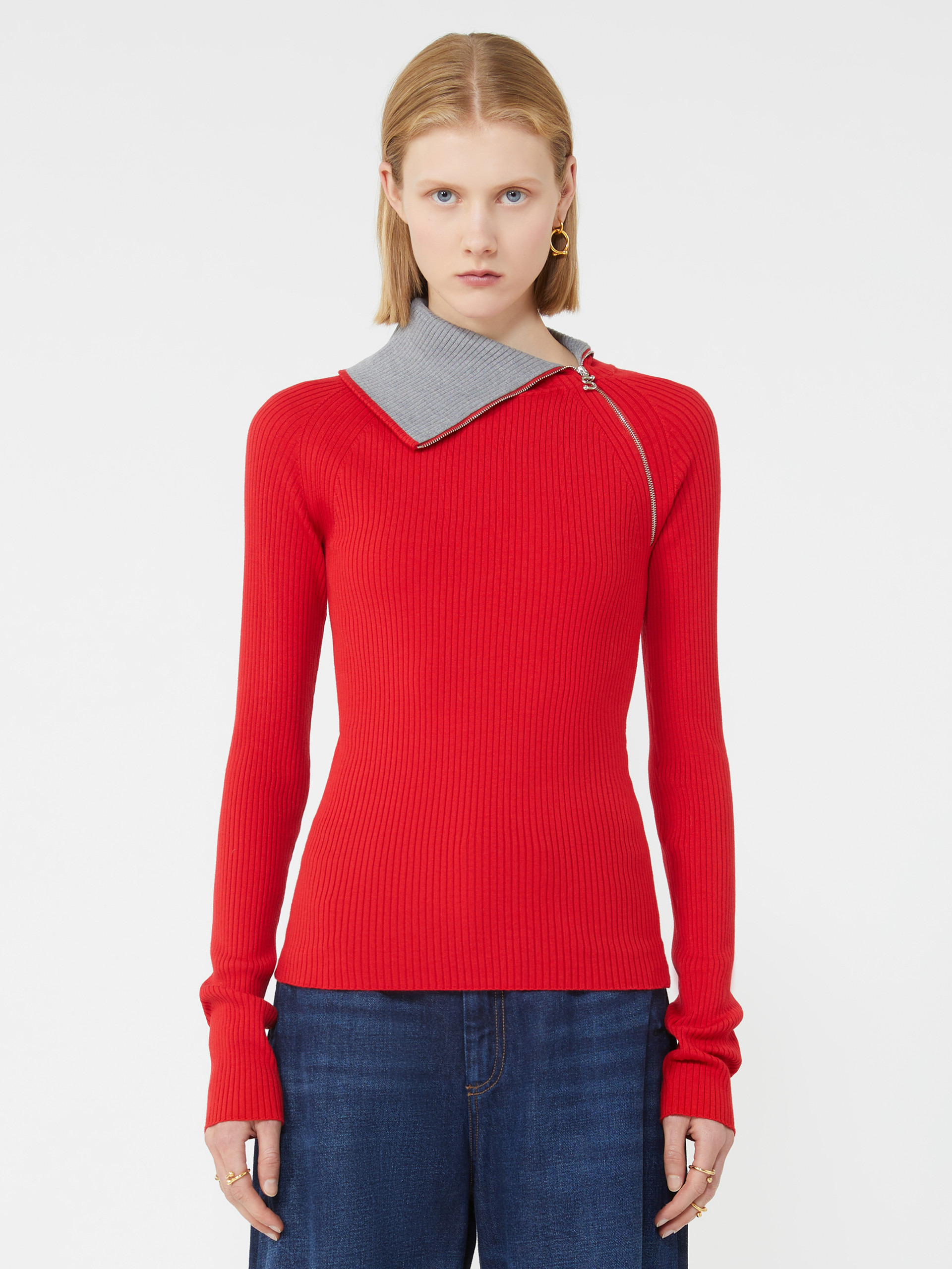 PINNA Sweater with zip-up high neck detail - 3