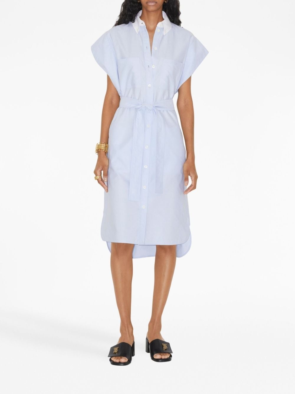 belted cotton shirt dress - 2