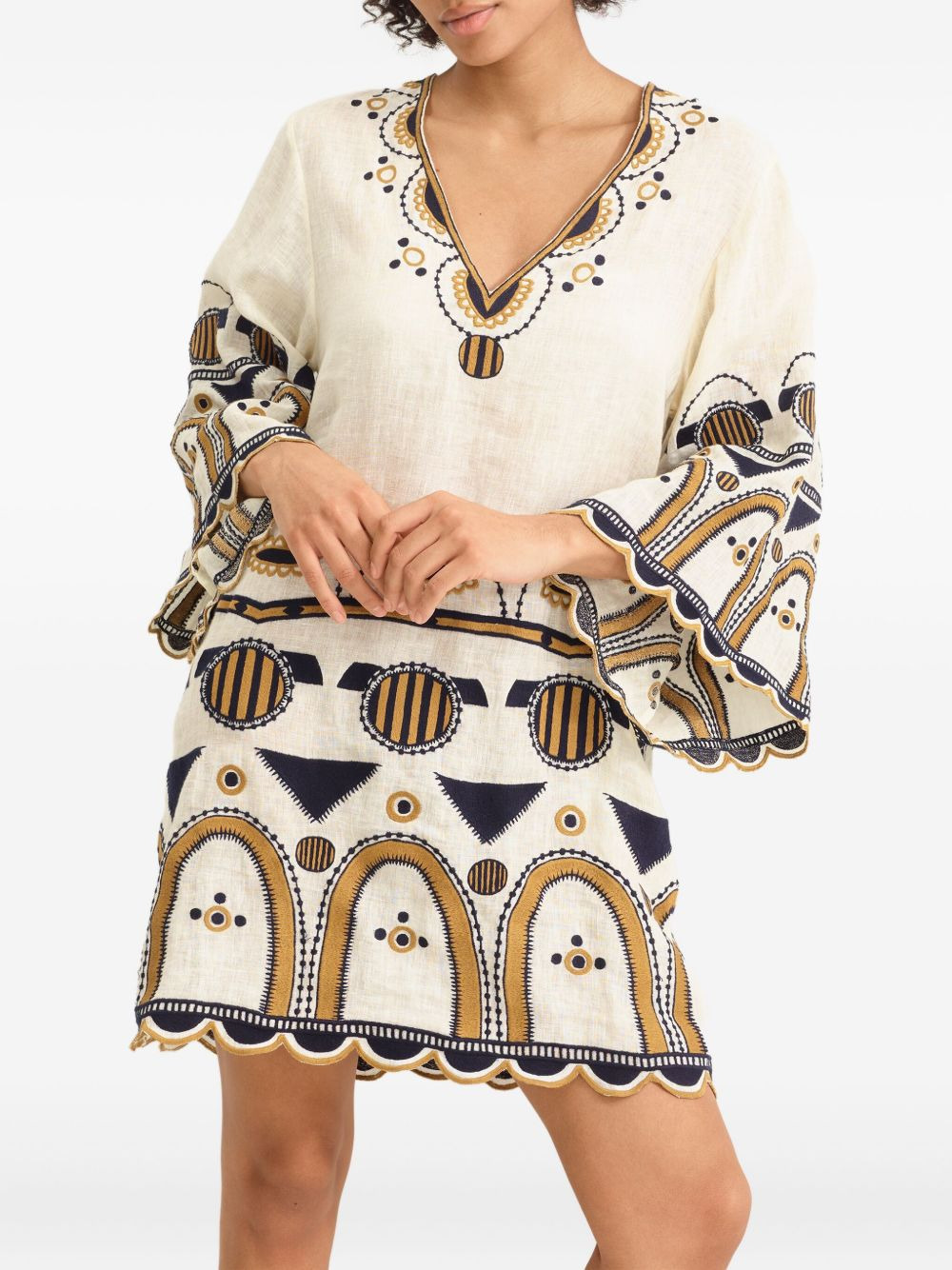 Medaillon embroidered midi dress - 4