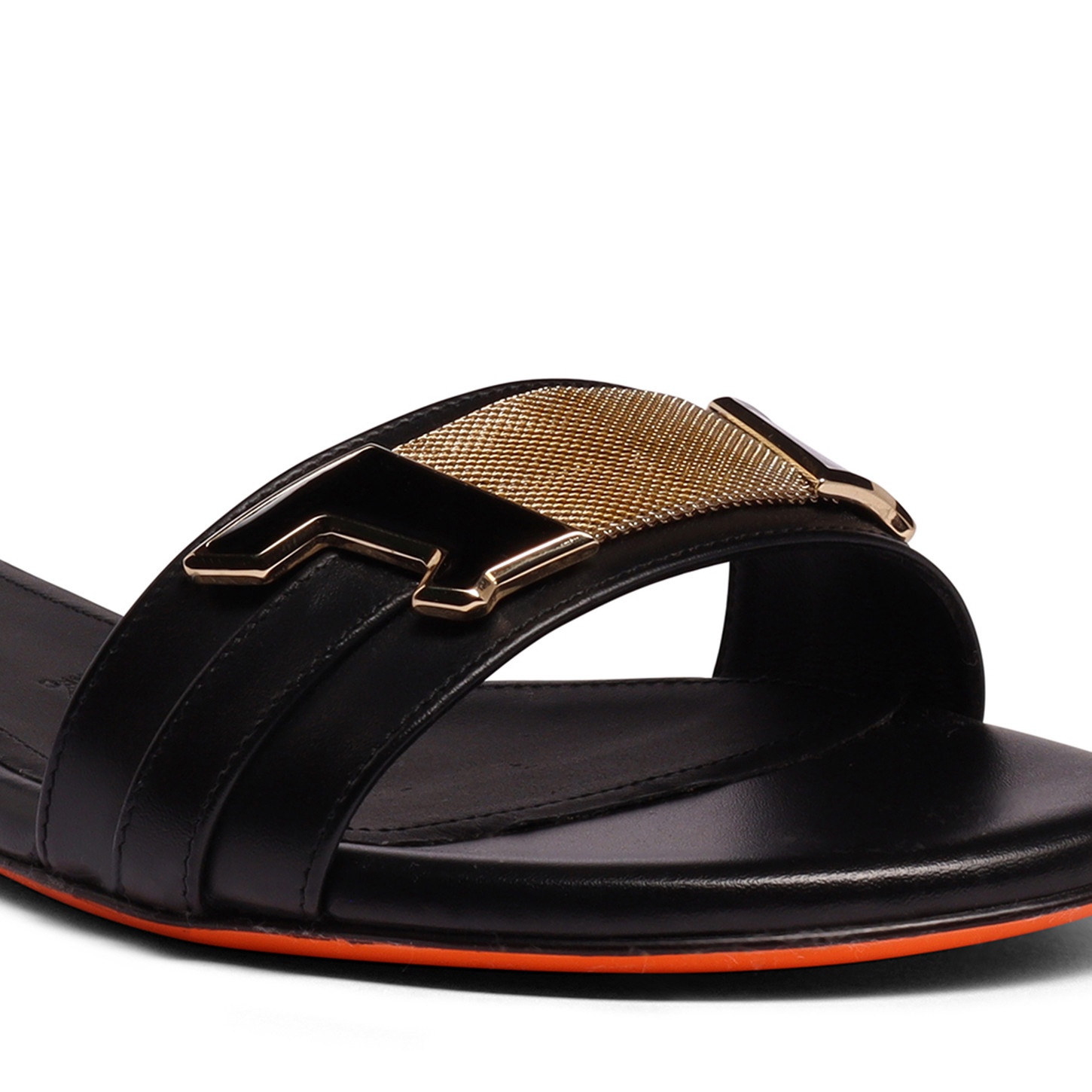 Women's black leather slide sandal - 6
