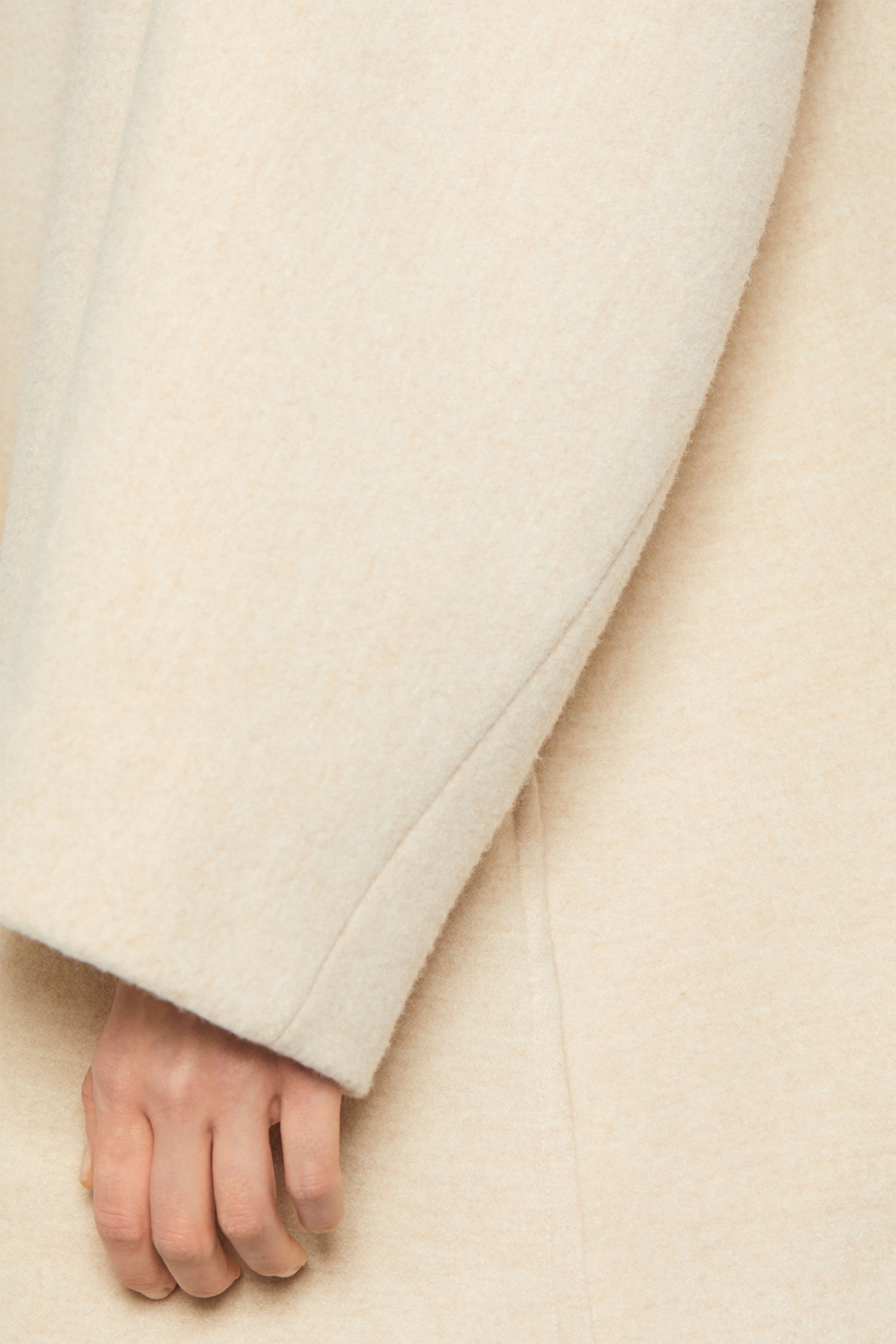 High-neck wool coat cream beige - 7