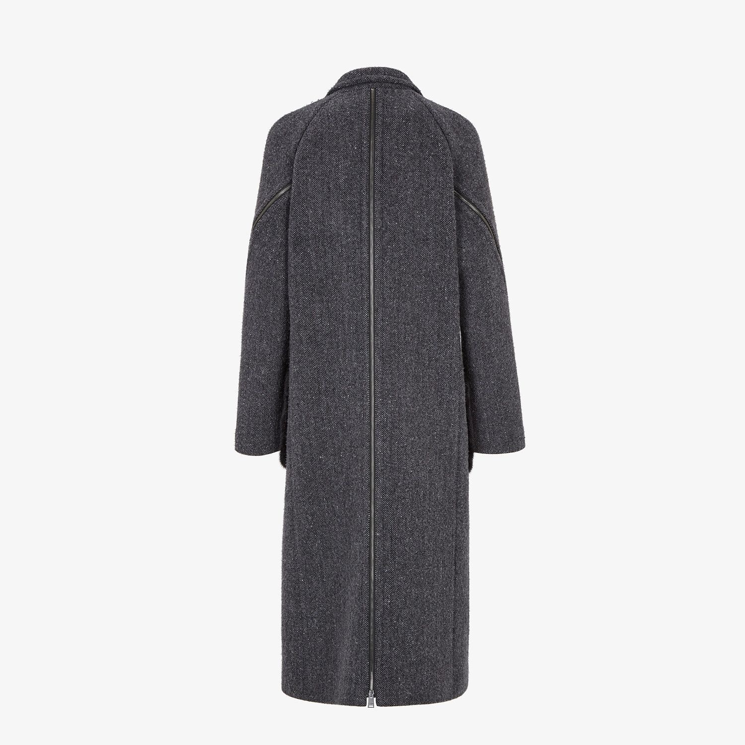 Gray melange double wool tweed coat - 2