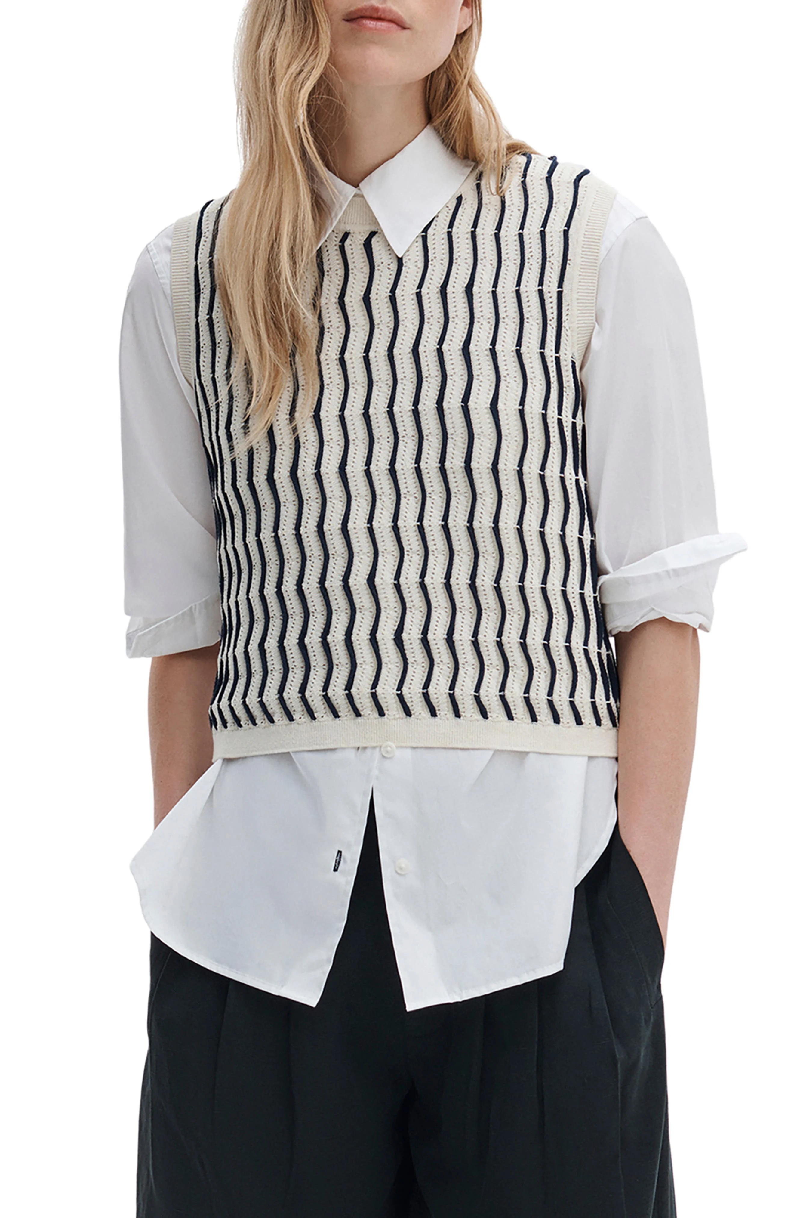 rag & bone Leslie Stripe Knit Vest in Ivory at Nordstrom - 1