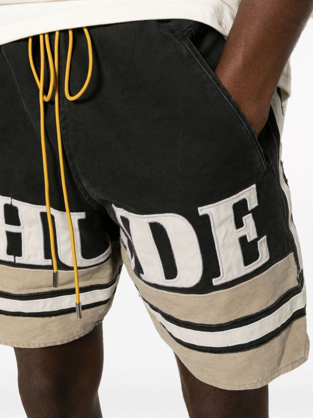 logo-embroidered cotton shorts - 5