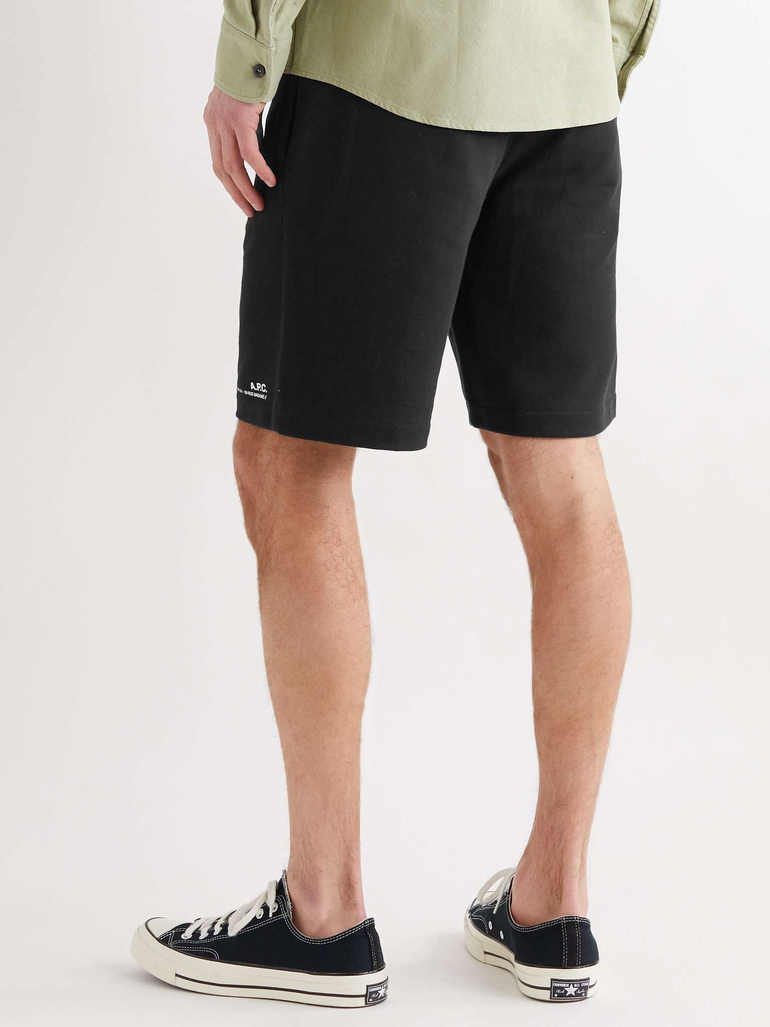 Logo-Print Fleece-Back Cotton-Jersey Drawstring Shorts - 5