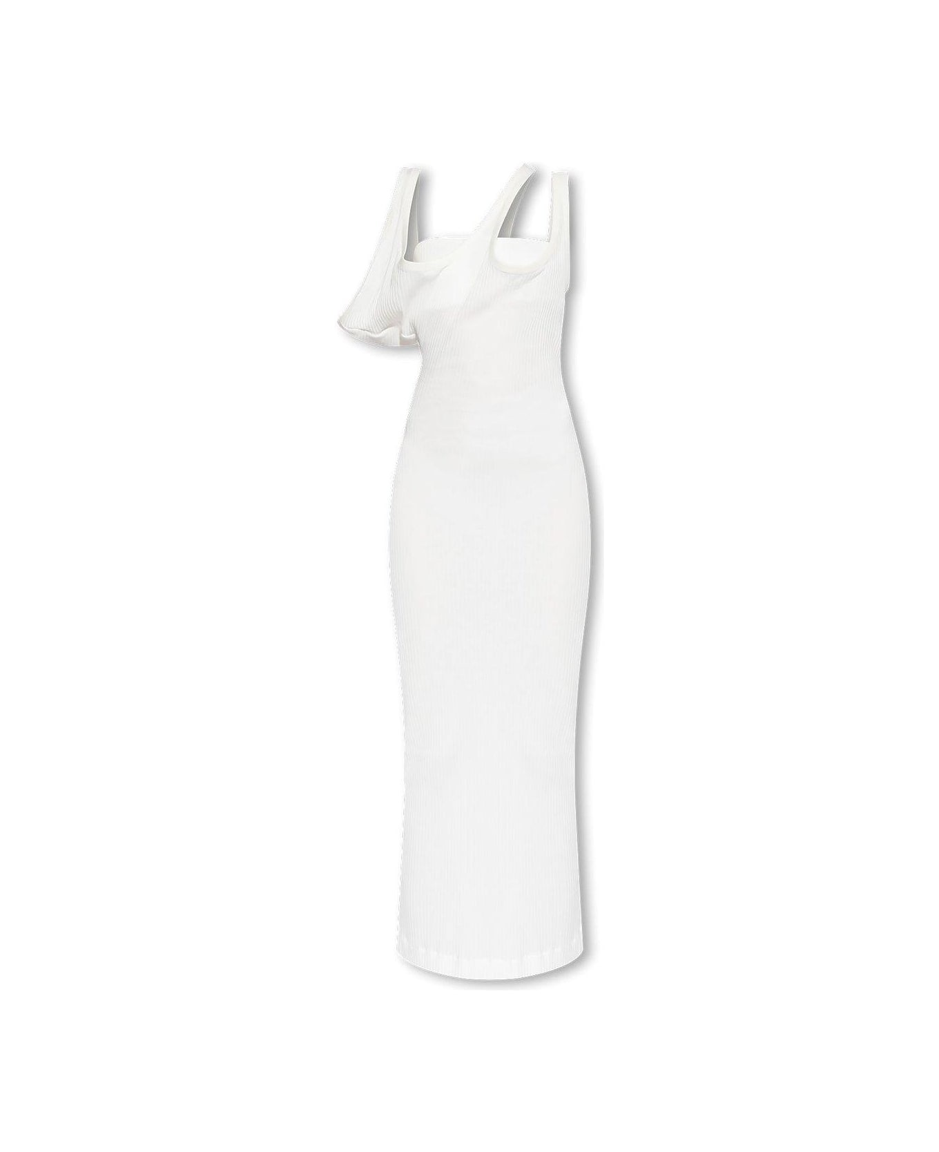 Ribbed Asymmetric Midi Dress - 1