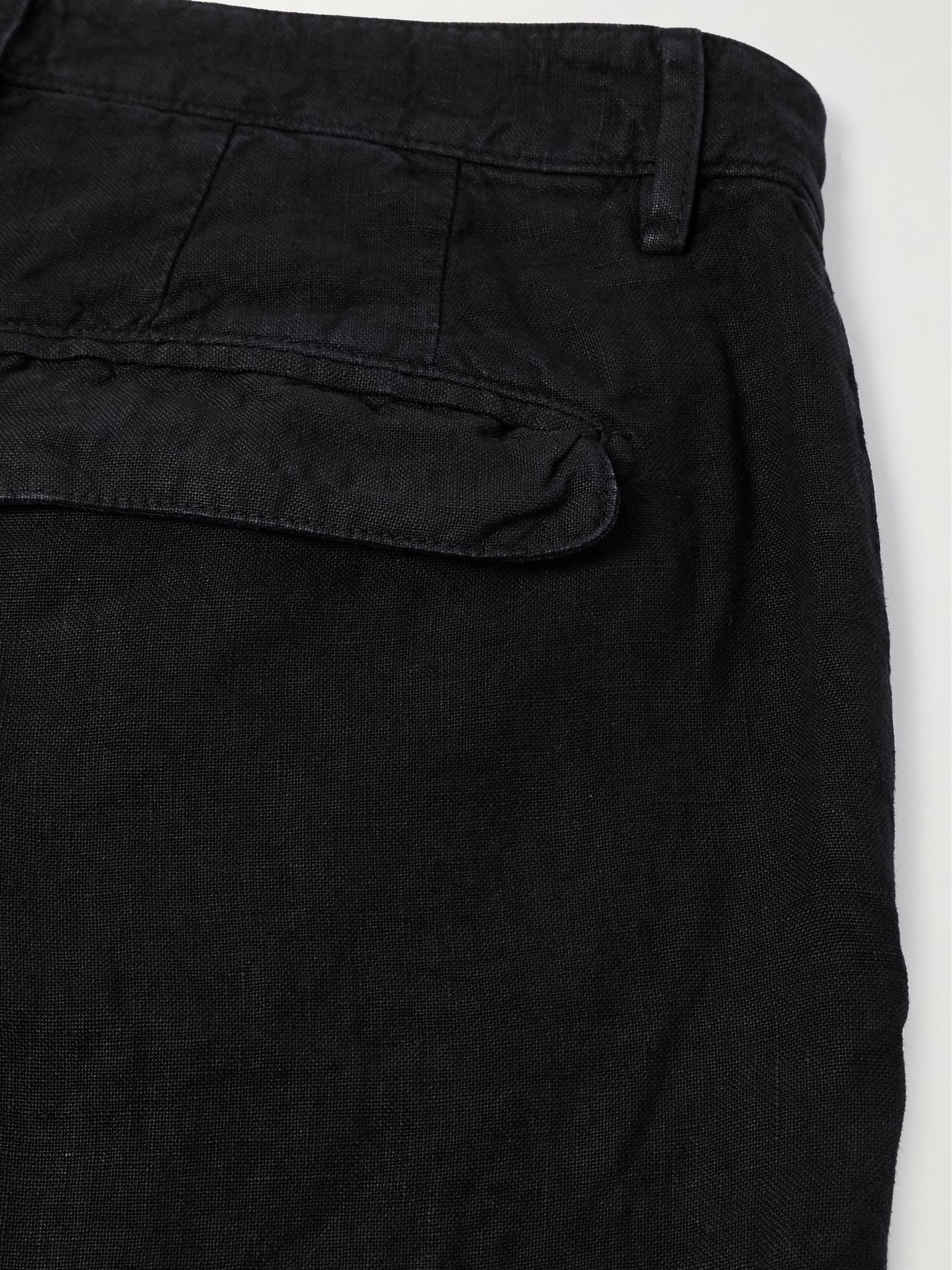 Alaccia Straight-Leg Pleated Linen Shorts Black - 5