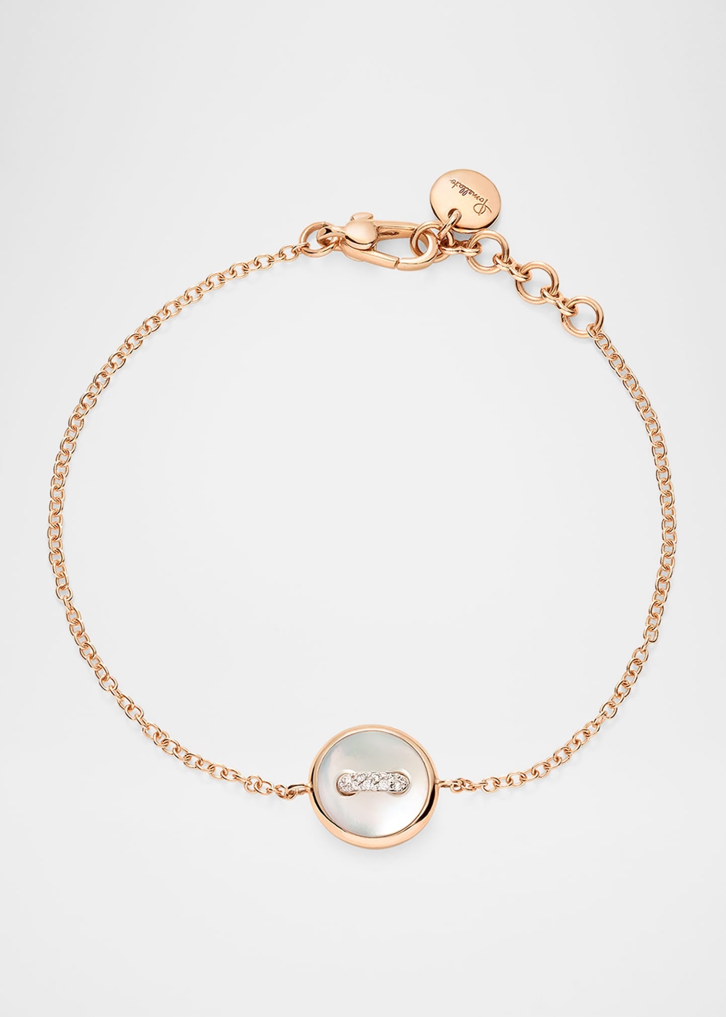 18K Rose Gold Pom Pom Dot Mother of Pearl and Diamond Bracelet - 5
