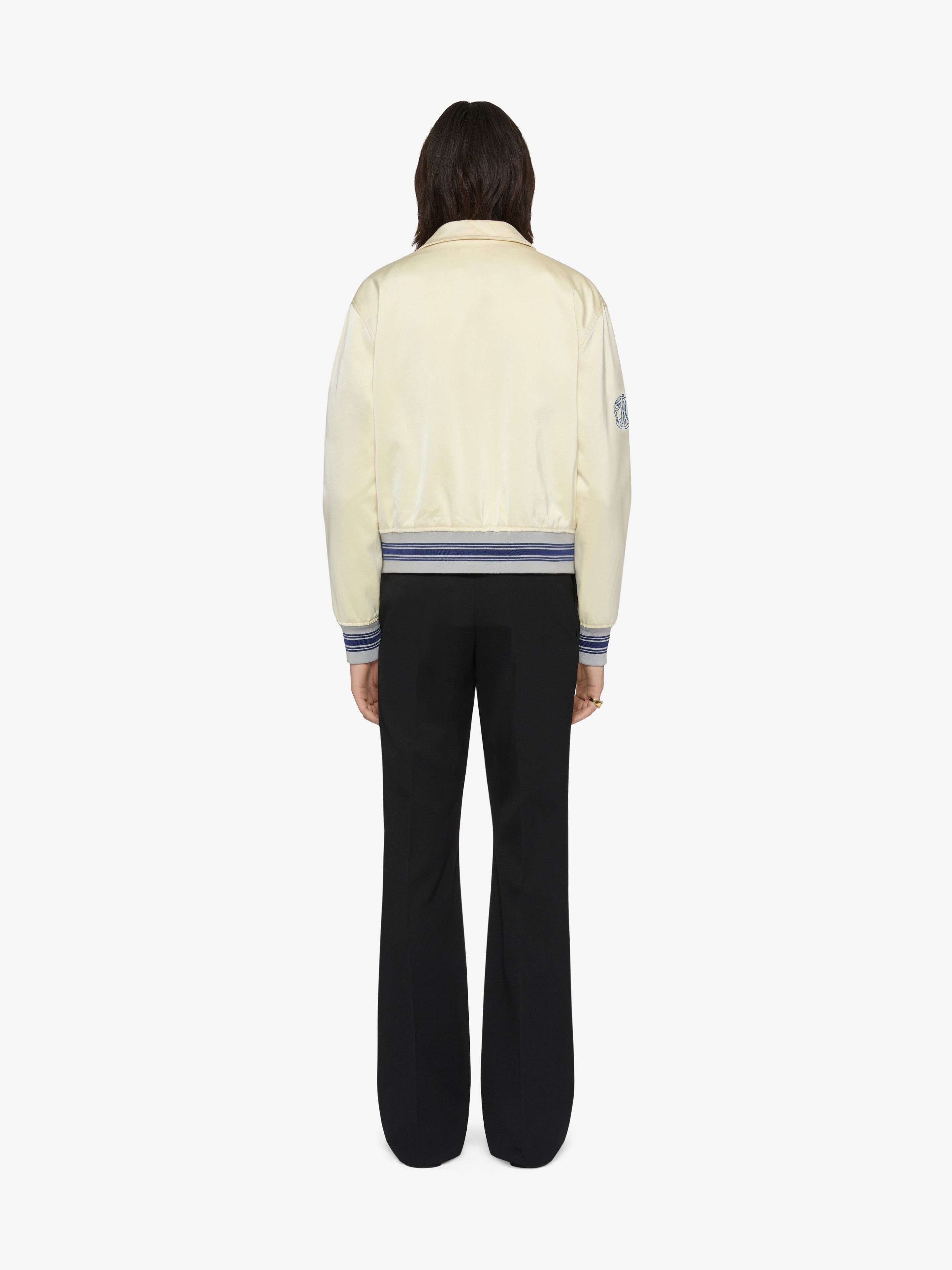 SLIM FIT VARSITY JACKET IN COTTON BLEND WITH HG EMBROIDERY - 3