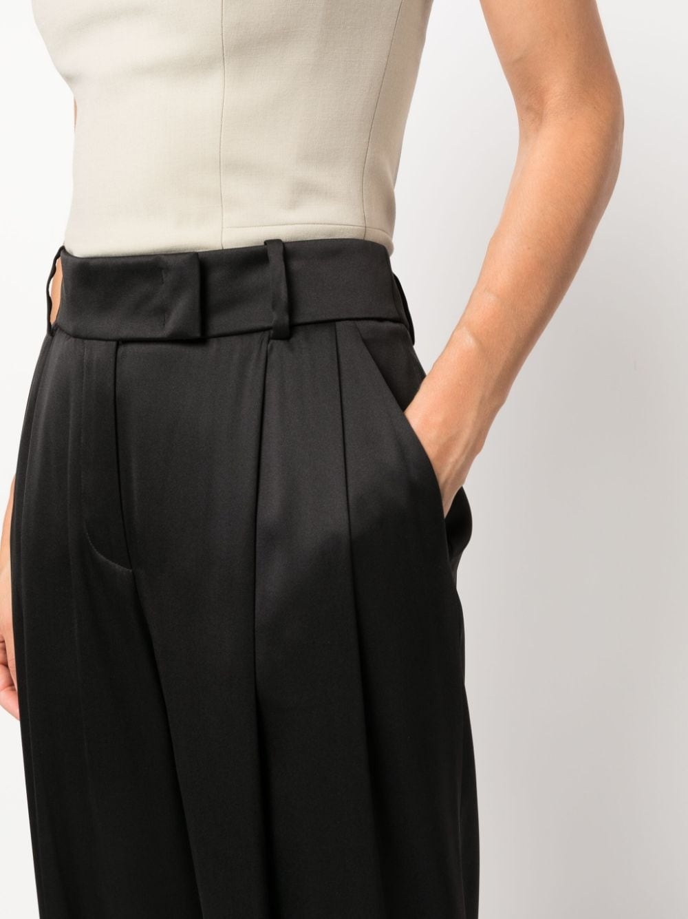 pleat-detail wide-leg silk trousers - 5