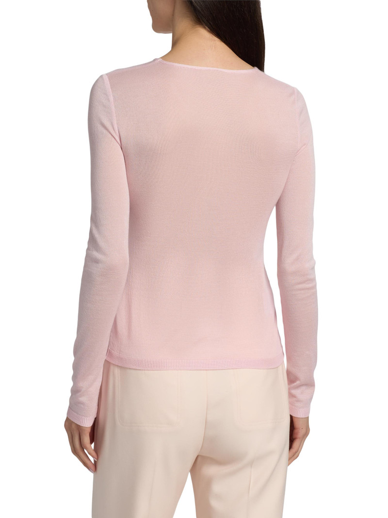 Women's Floral Embroidered Cashmere-Silk Top - Rose 5