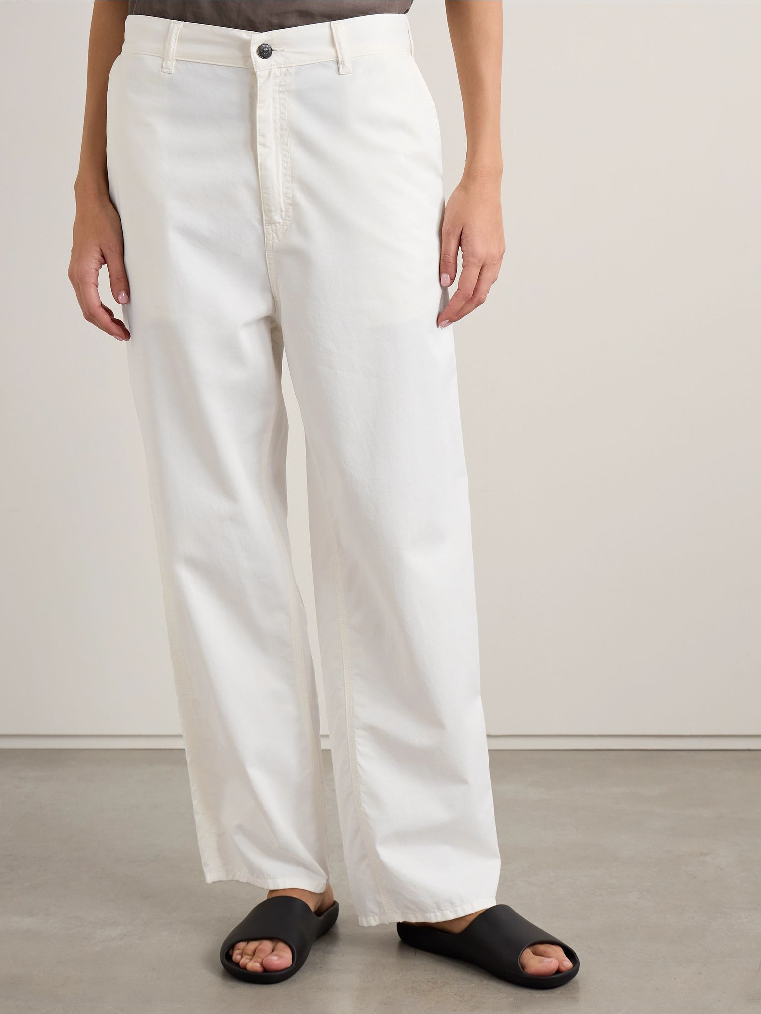 Sharka cotton and cashmere-blend twill wide-leg pants White - 3