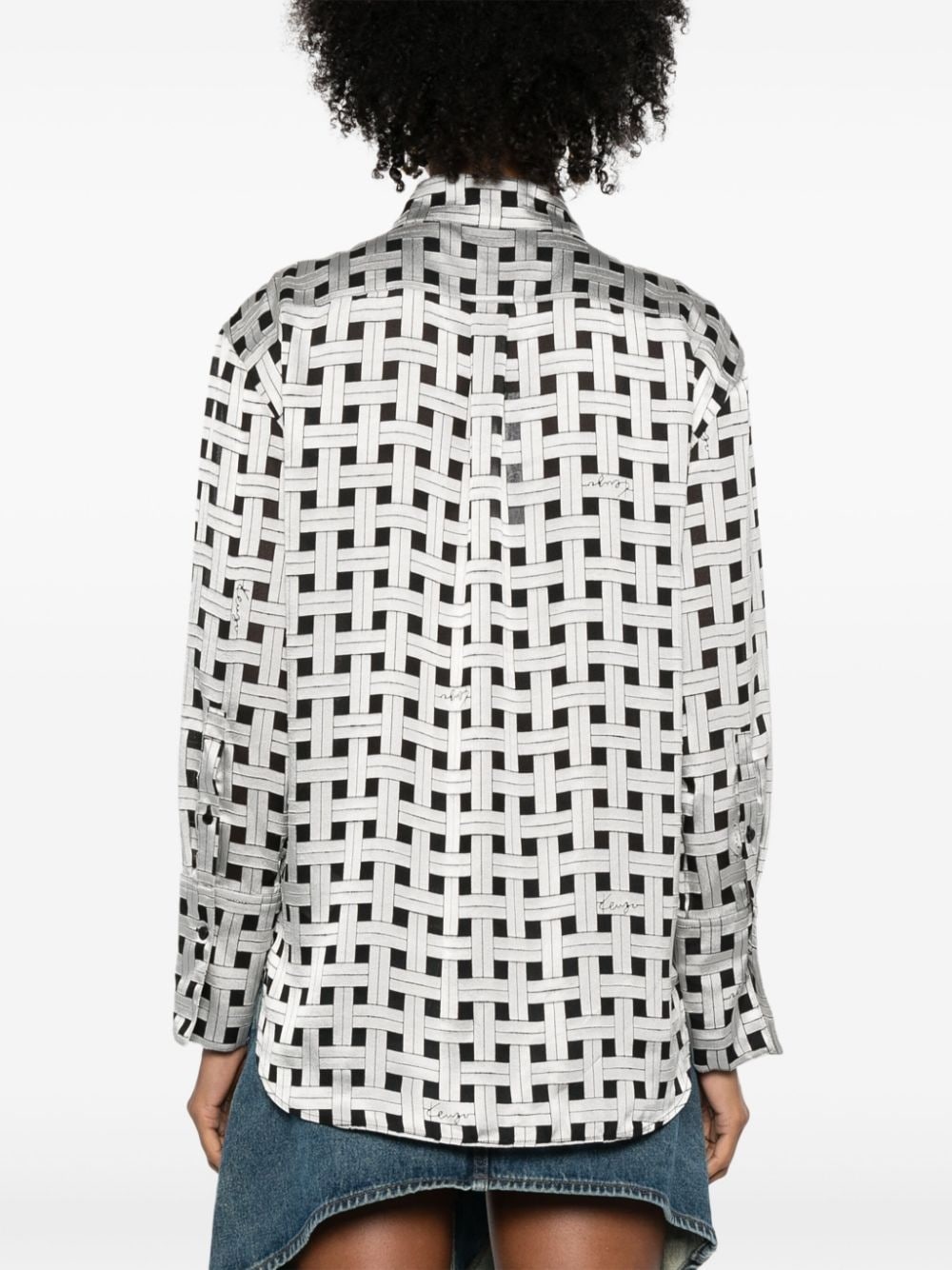 weave-print satin shirt - 4