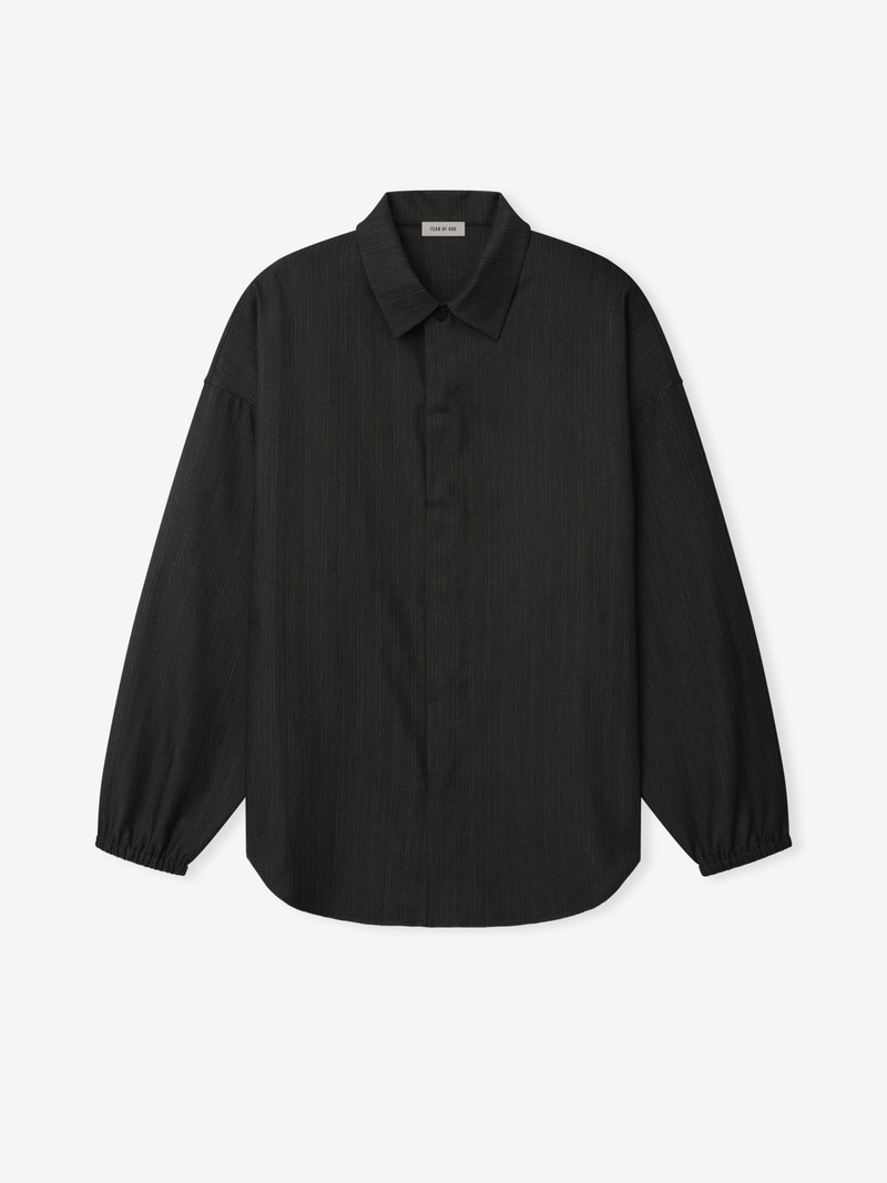Black Striped Wool Elastic Cuff Shirt 3