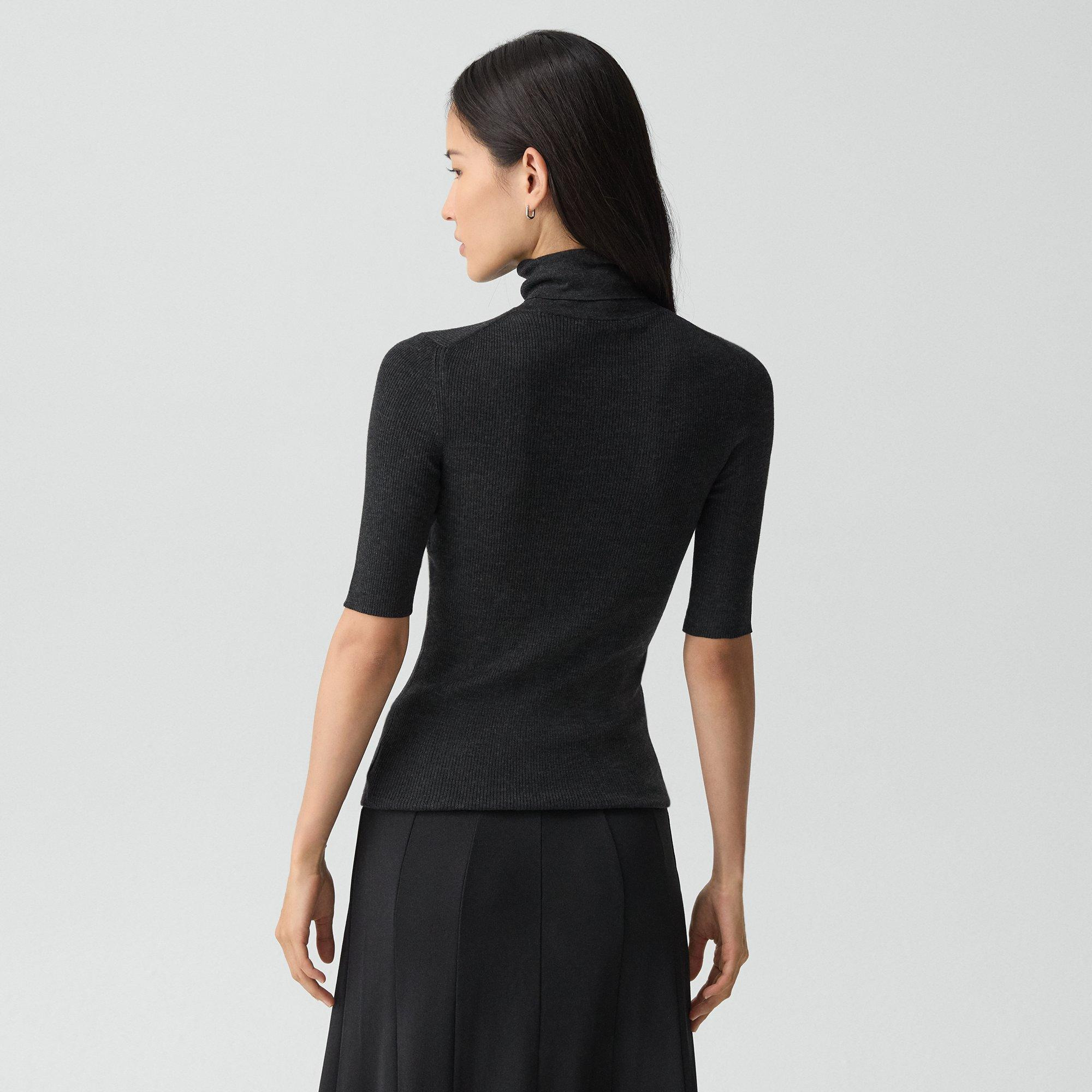 Leenda Short-Sleeve Turtleneck in Regal Wool - 4