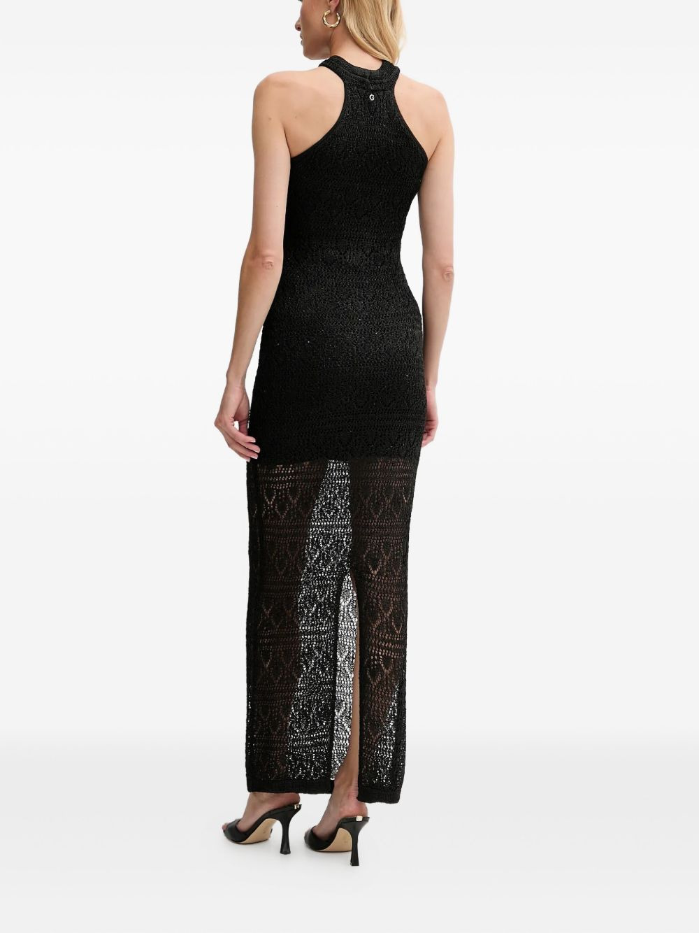 halter-neck open-knit maxi dress - 3