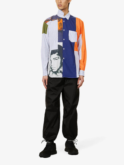 Comme des Garçons SHIRT Muhammad Ali contrast-panel cotton-poplin shirt outlook