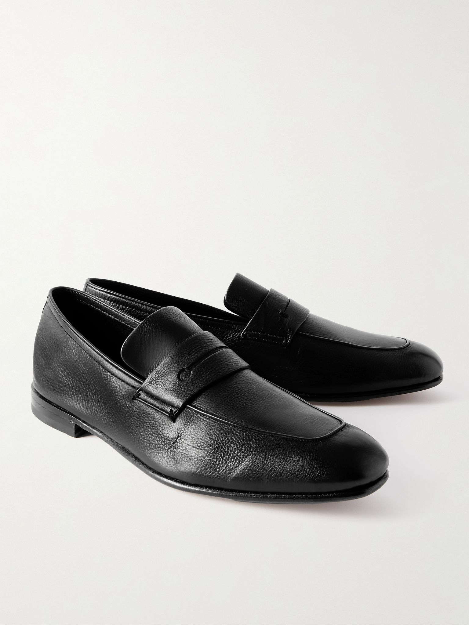 L'Asola SECONDSKIN Full-Grain Leather Penny Loafers Black - 4