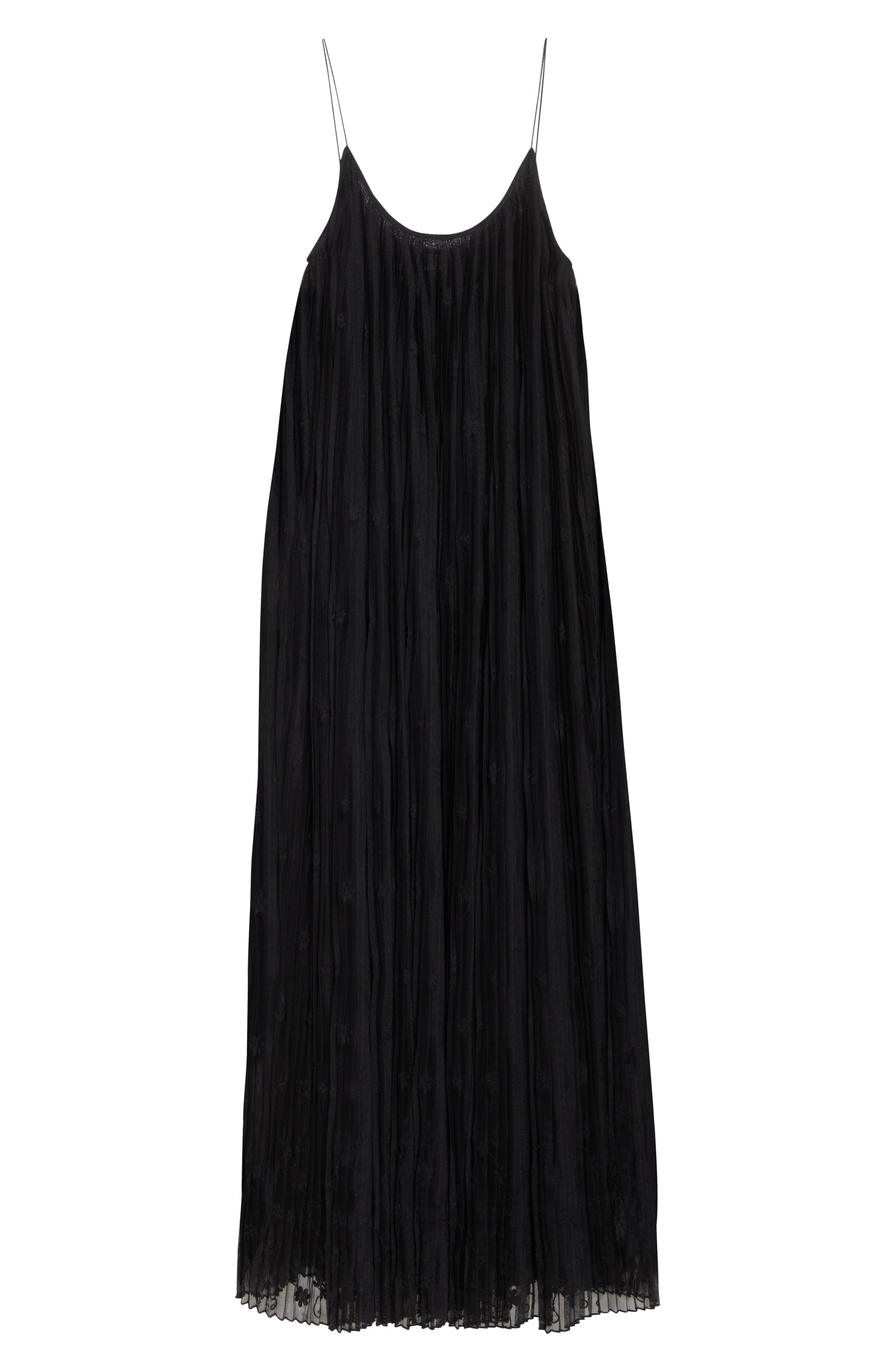 TOTEME Floral Plissé Tulle Maxi Dress in Black at Nordstrom - 5