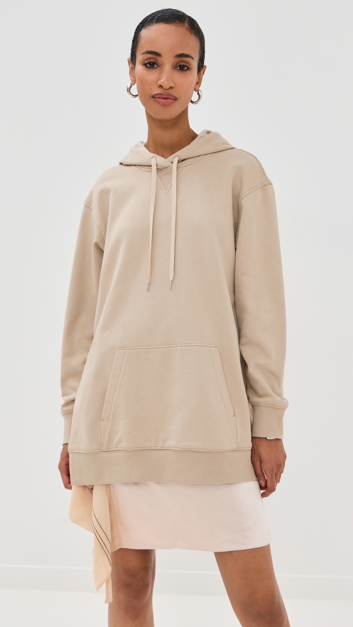 Hoodie Combo Dress with Mini Slip Skirt - 7