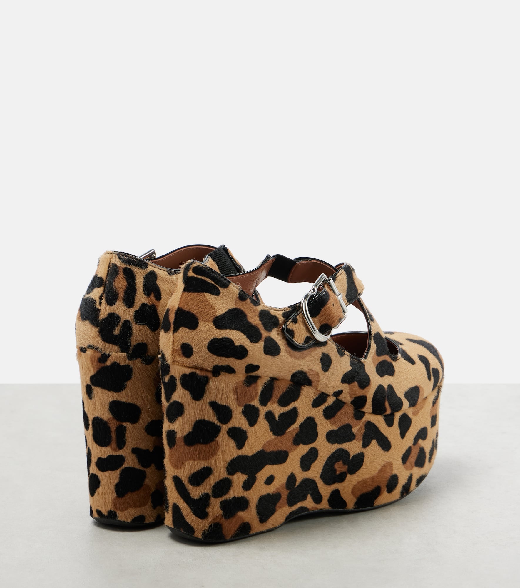 Criss Cross leopard-print calf hair wedges - 2