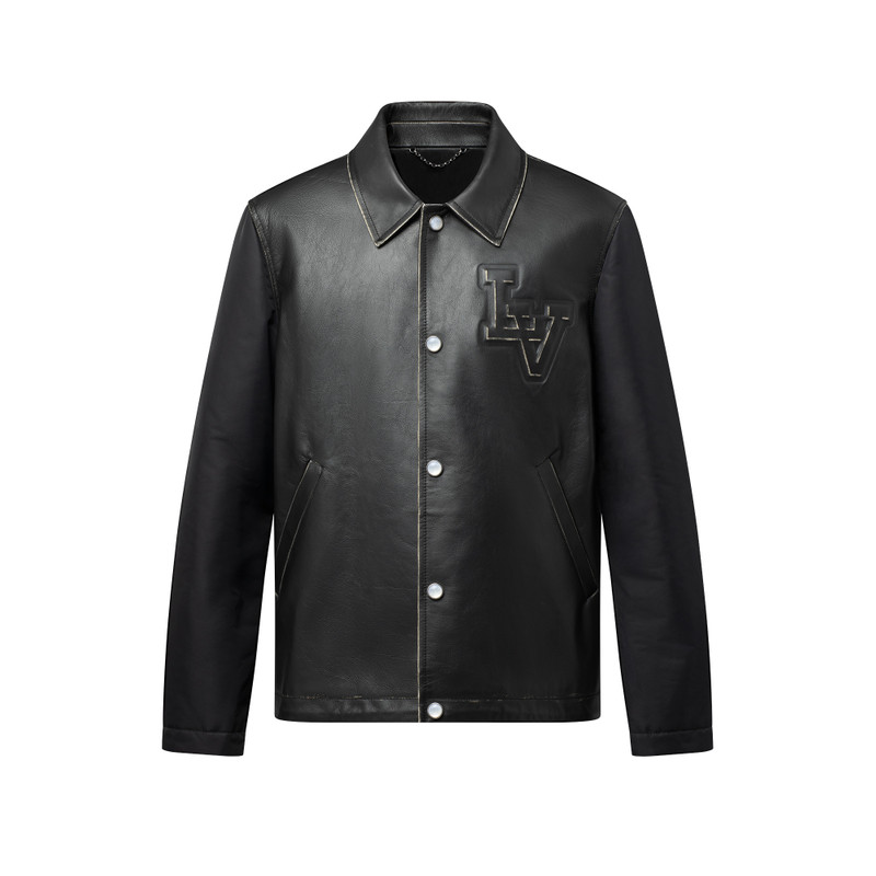 Vintage Effect Leather And Nylon Coach Jacket 1