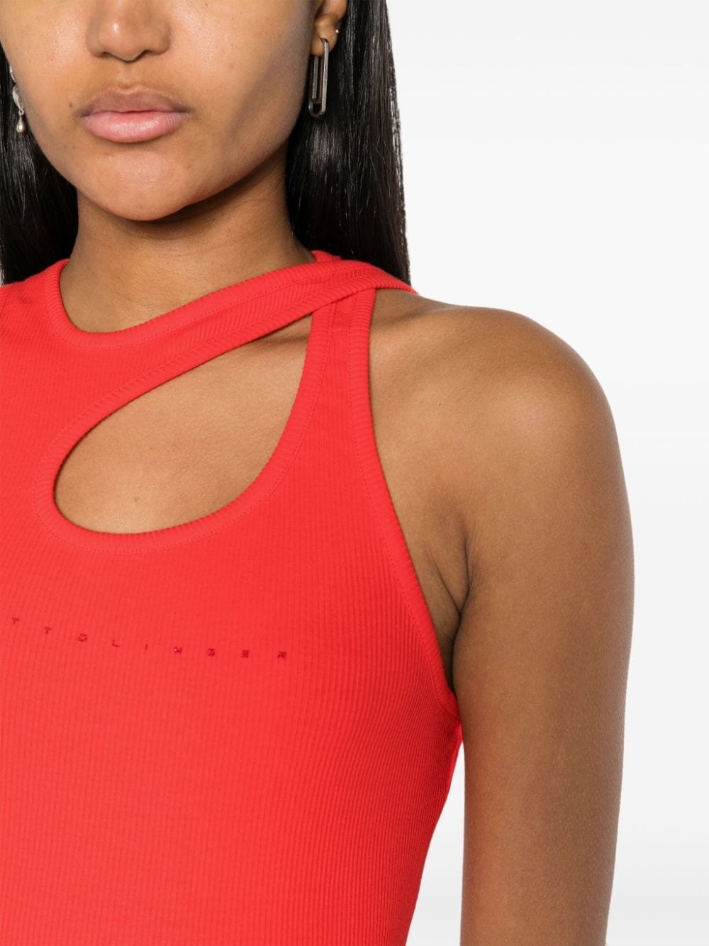 logo-printed ribbed top - 5