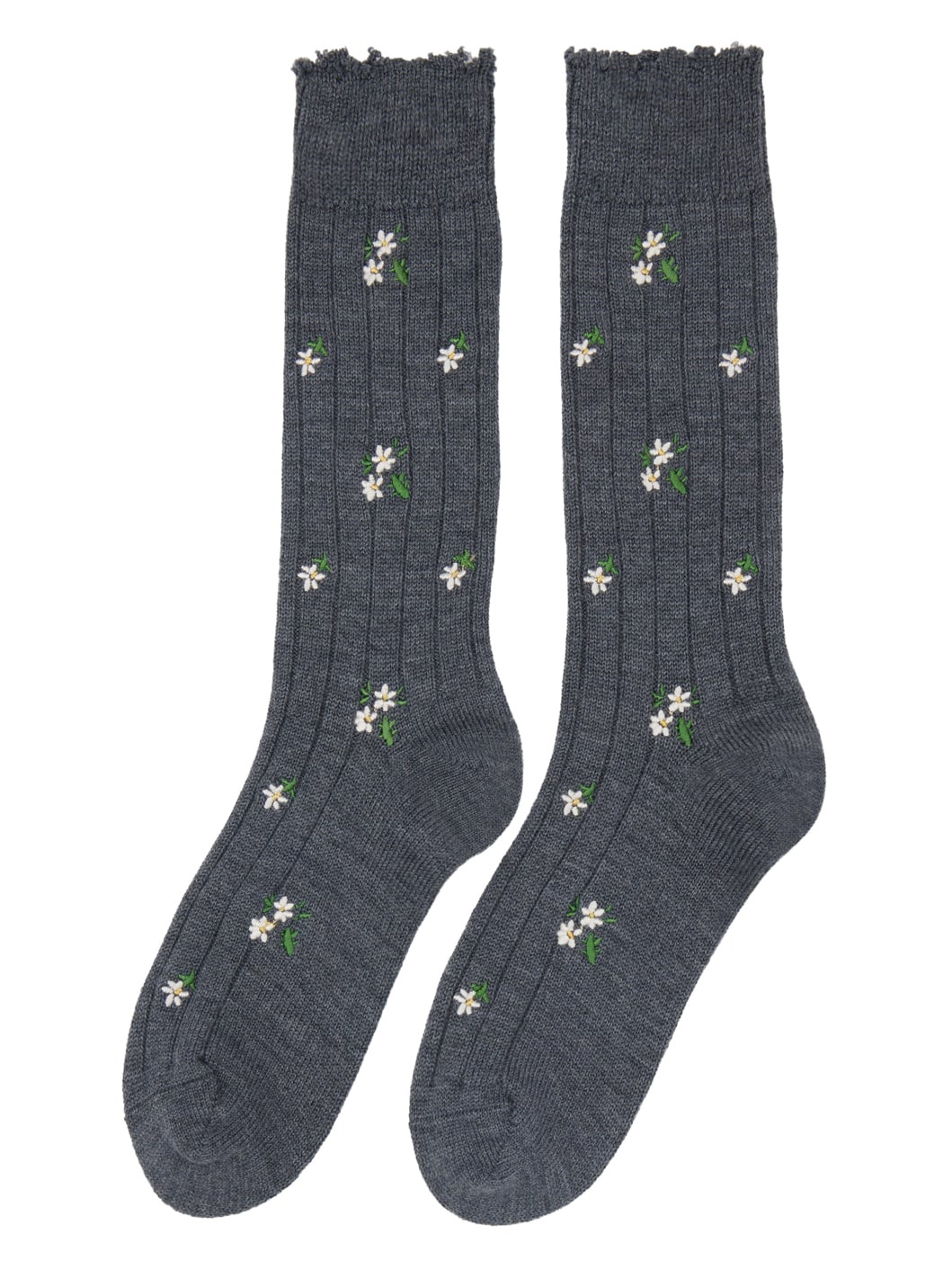 Gray Floral Socks - 2