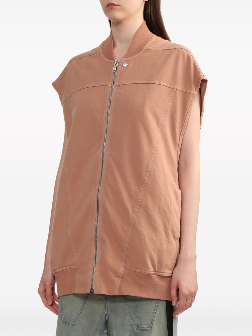 zip-up cotton gilet - 3