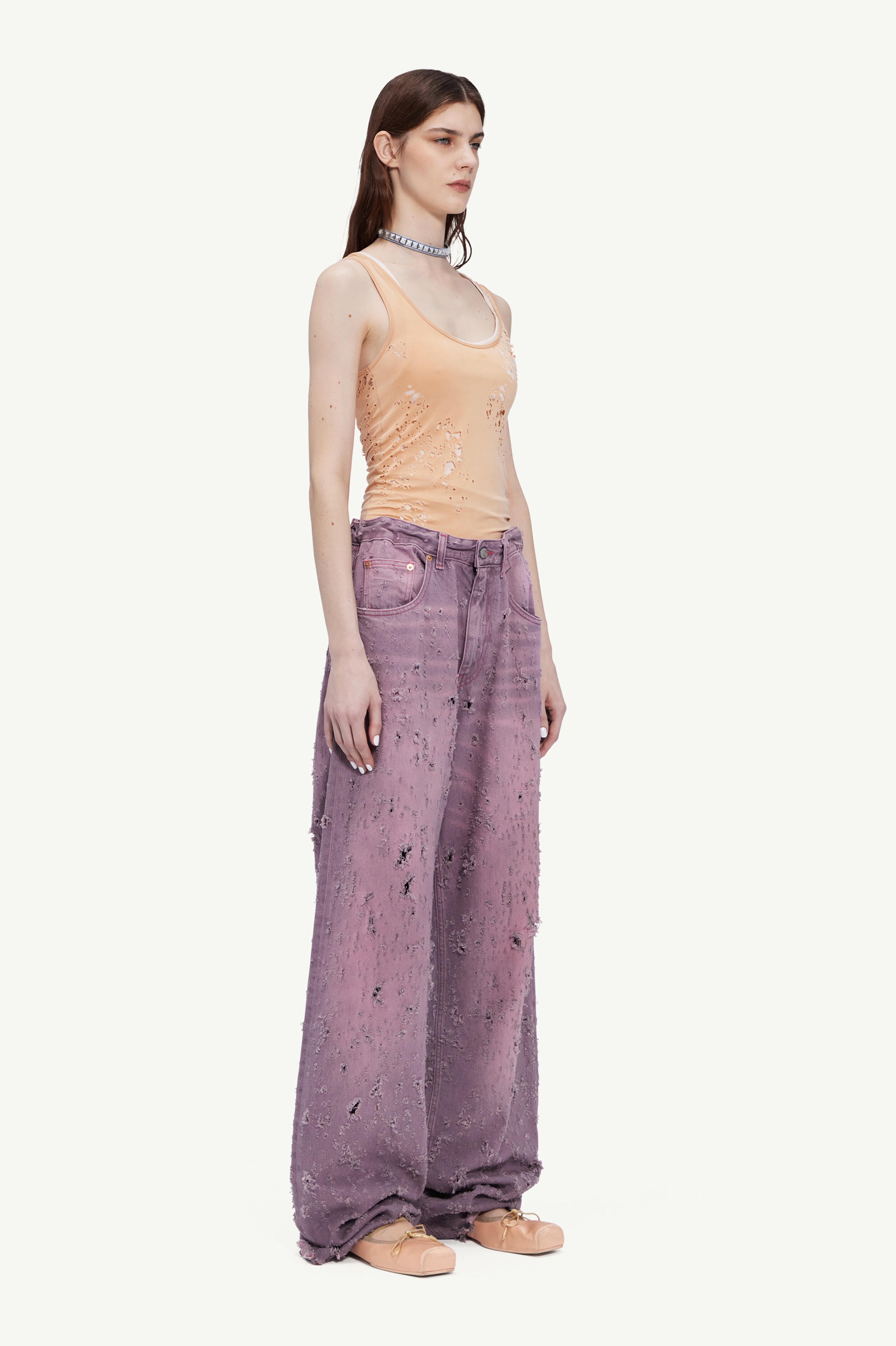 RELAXED WORN-OUT DENIM TROUSERS - 7
