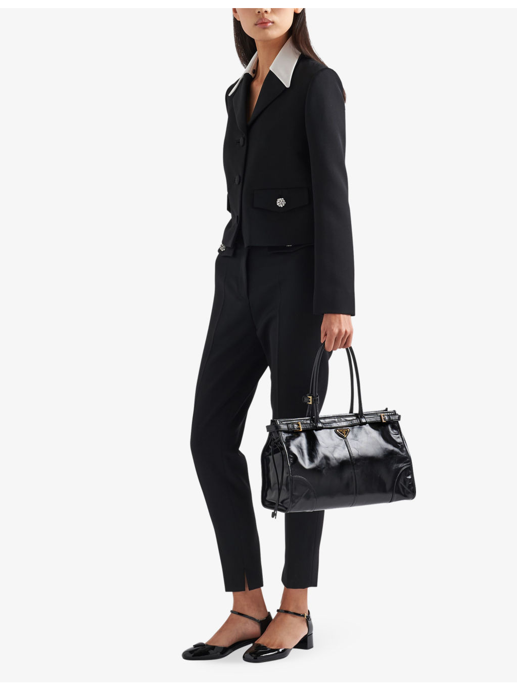 Logo-plaque large leather top-handle bag - 2