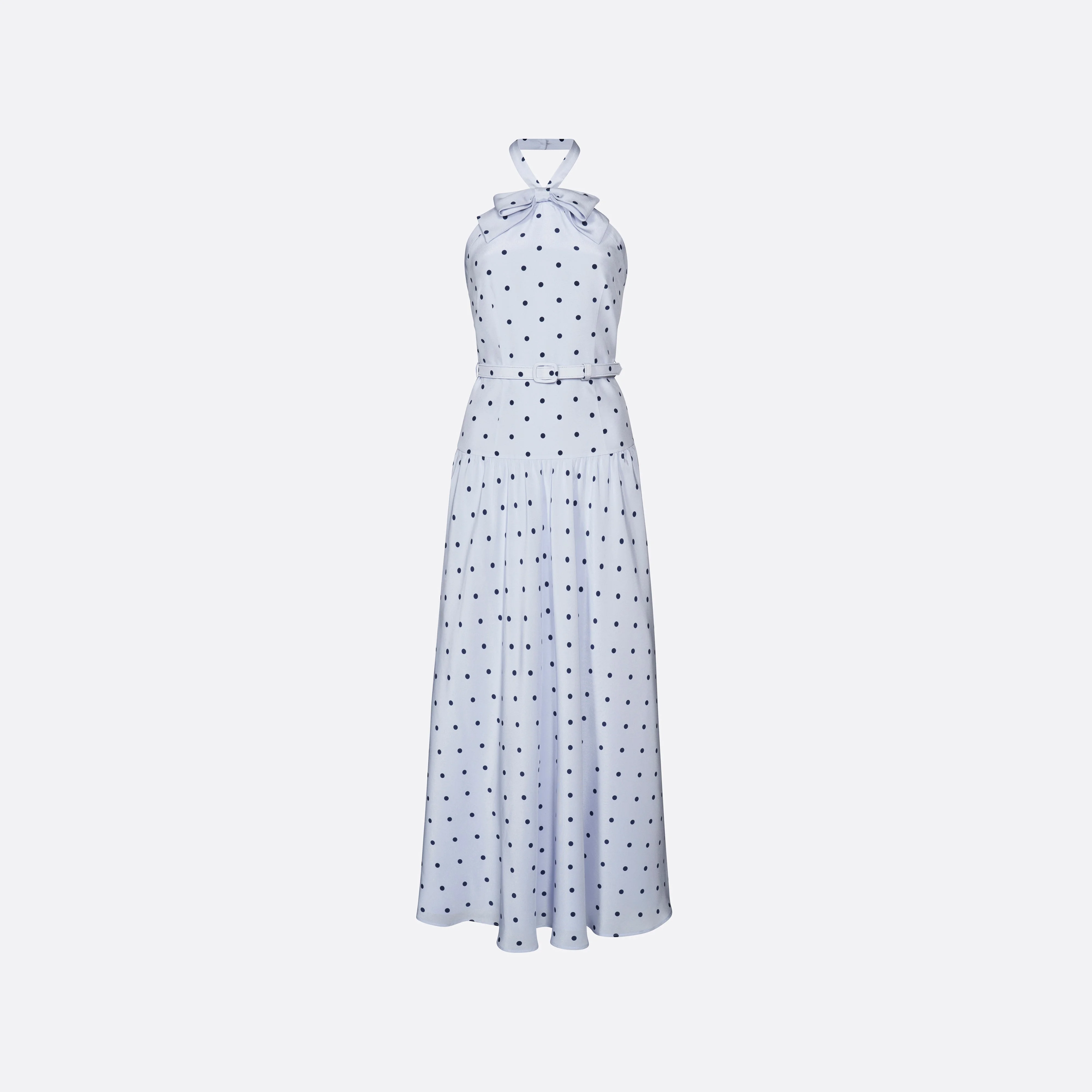 POLKA-DOT SILK HALTER-NECK MIDI DRESS - 1