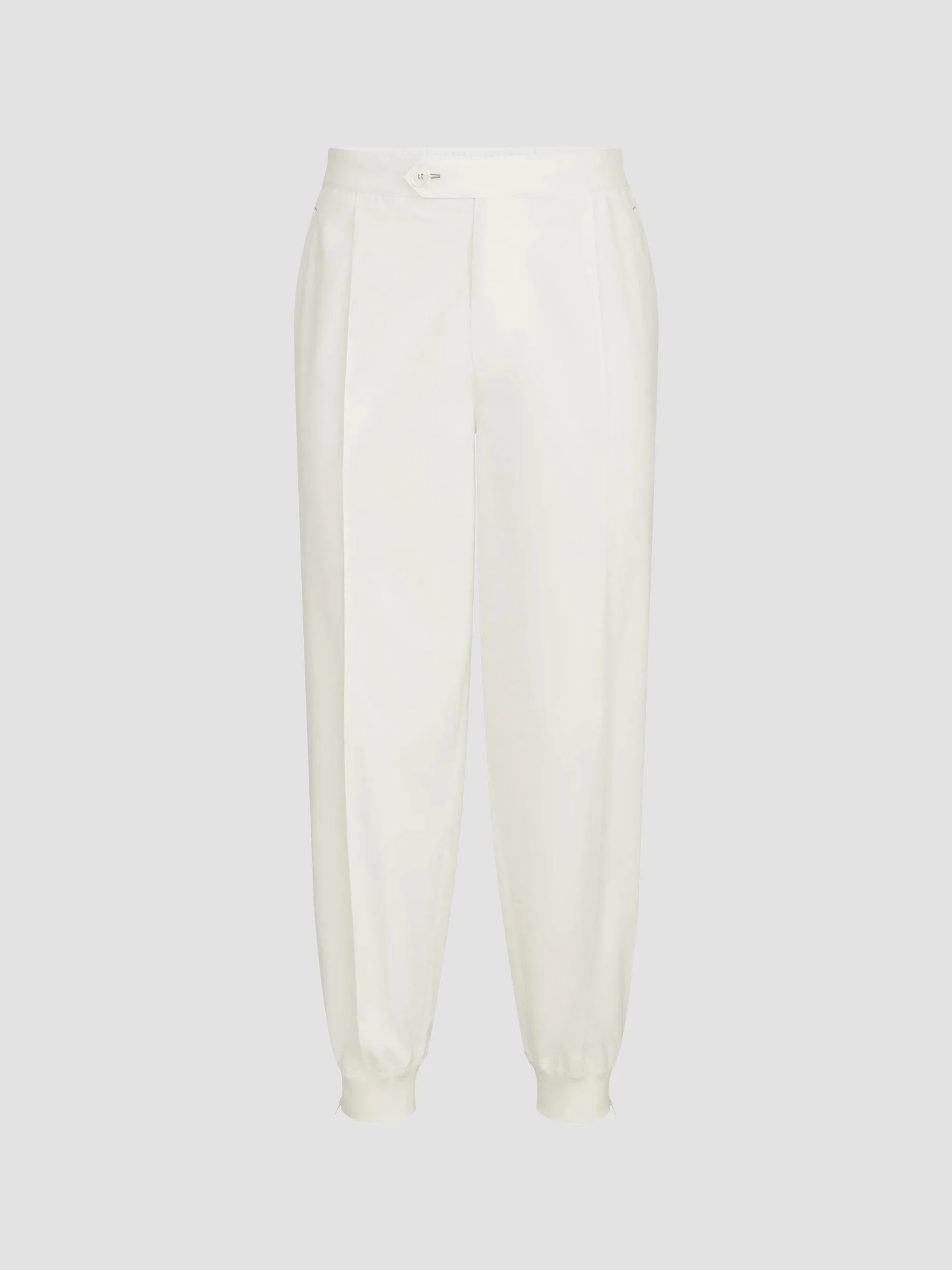 Men's Nylon Trousers with Tabbed Waistband, Crête Detail - White - 1