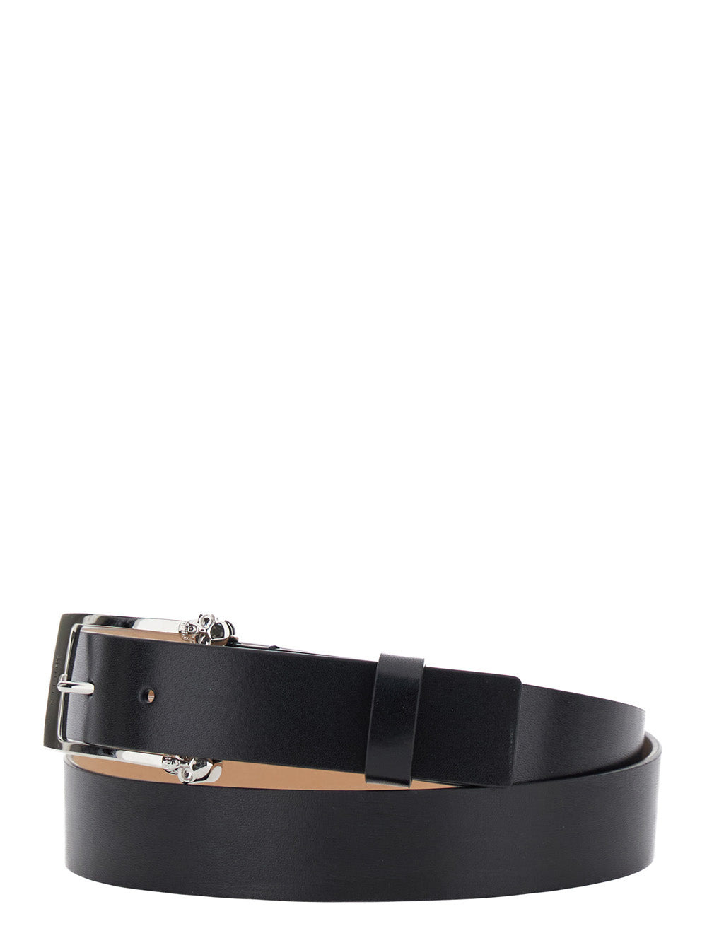Alexander Mcqueen Men 'Twin Skull' Black Belt With Logo Detail On The Buckle In Leather Man - 2