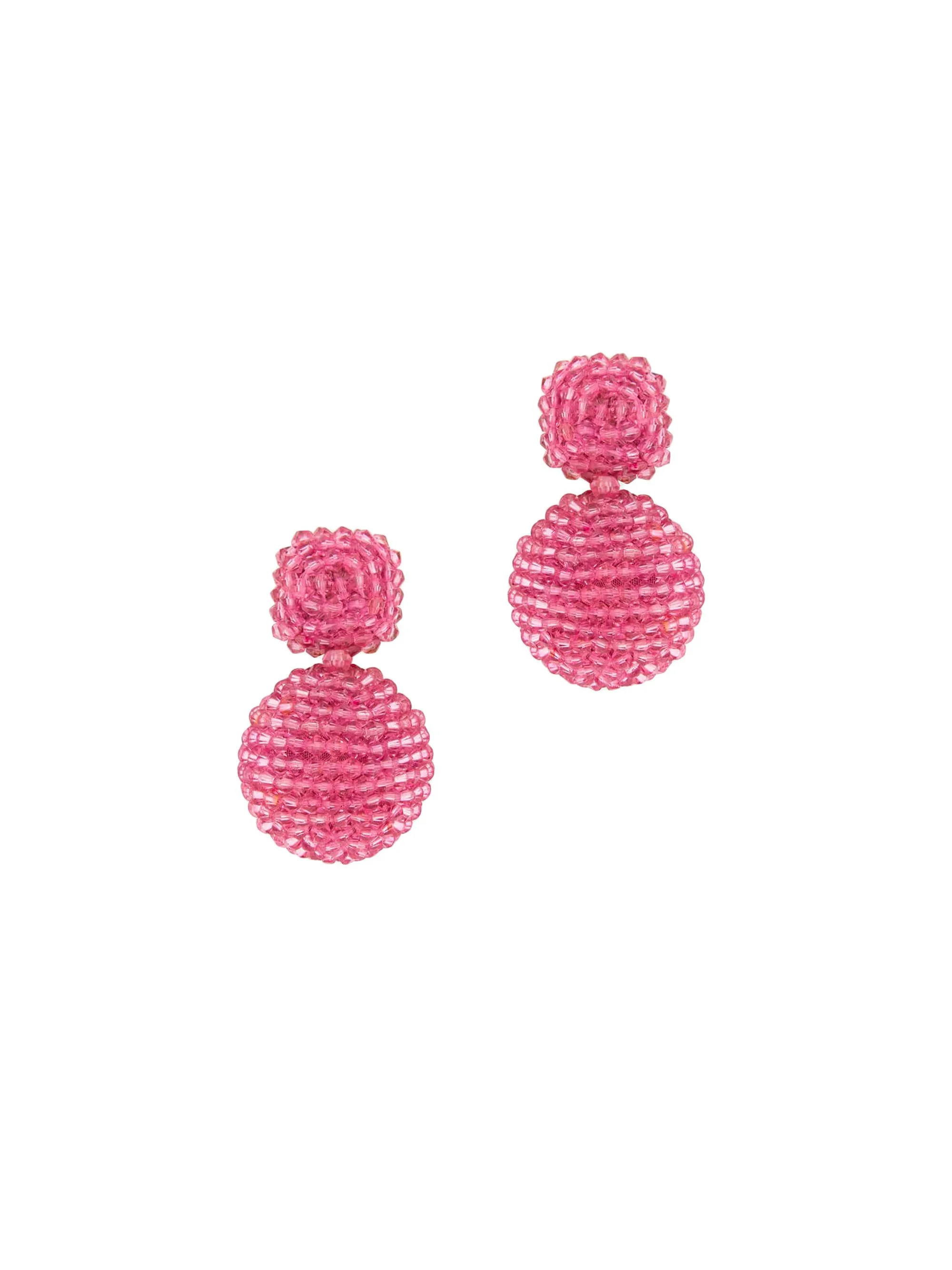 Women's Round Beaded Drop Earrings - Rose - 1