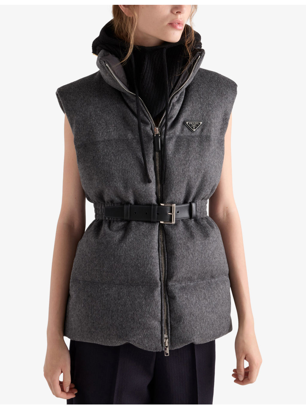 Branded High-Neck Wool-Down Gilet - 3