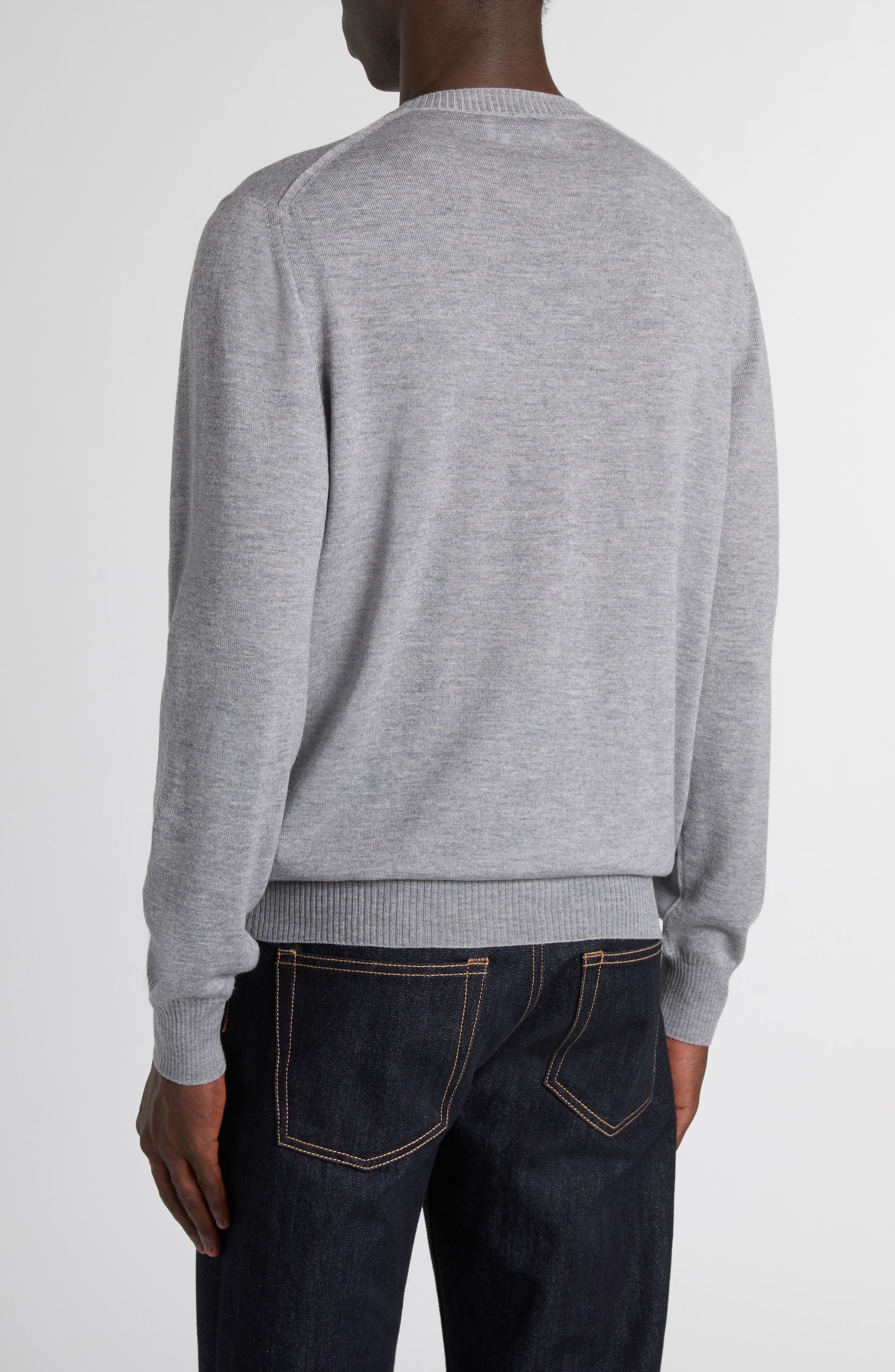 McQueen Wool Crewneck Sweater in Palegrey/Bordeaux at Nordstrom - 2