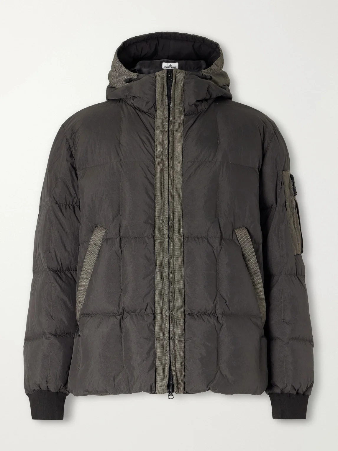 Logo-Appliquéd Padded Quilted Garment-Dyed Shell Down Jacket - 1