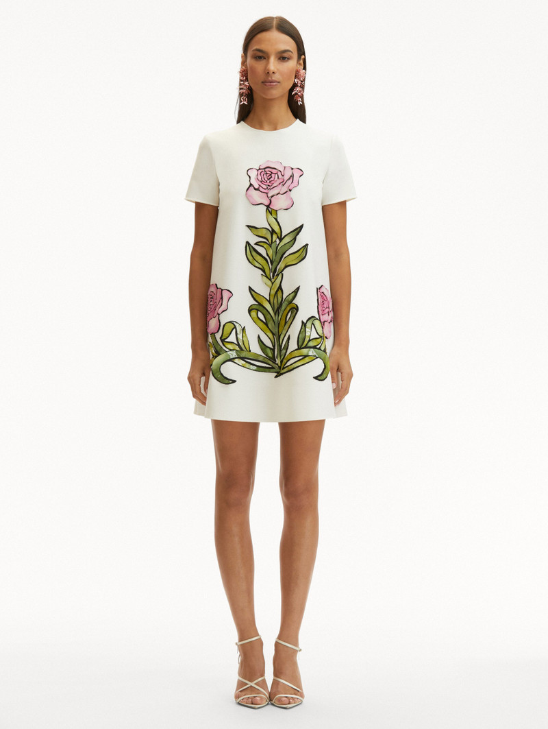Oscar de la Renta ENGLISH ROSE MOSAIC SHIFT DRESS outlook
