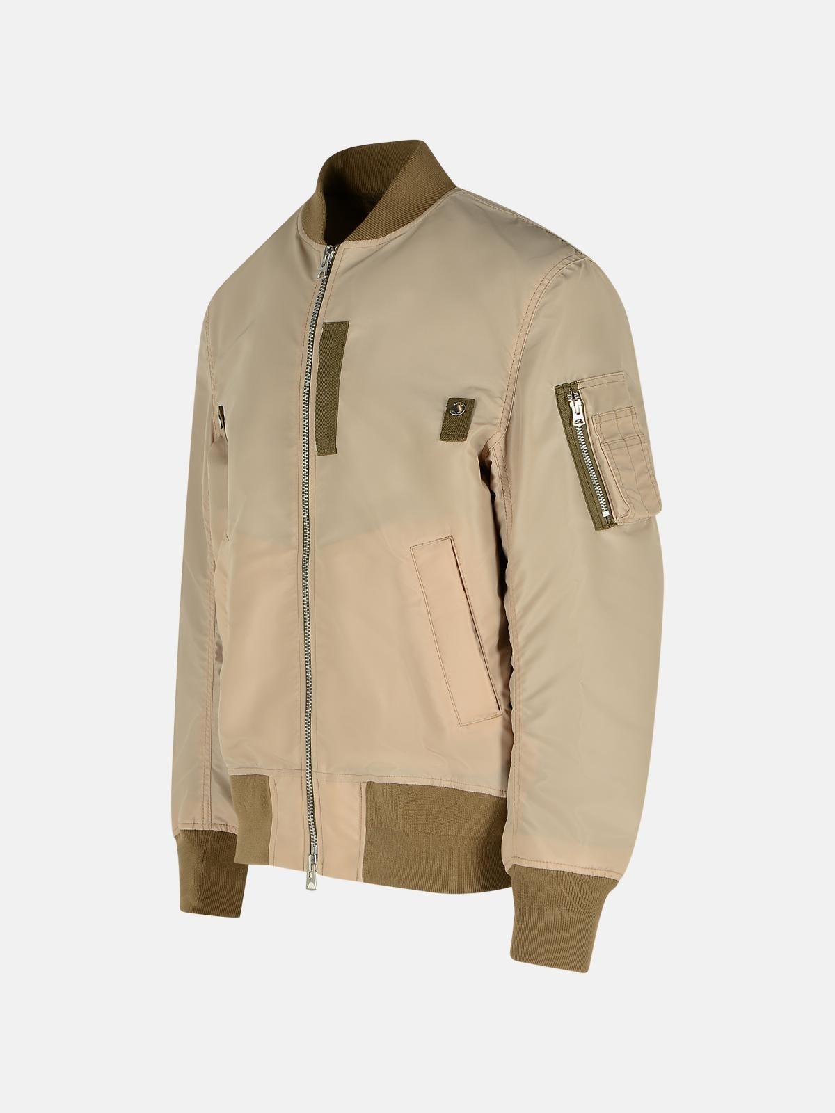 BEIGE NYLON BOMBER JACKET - 2