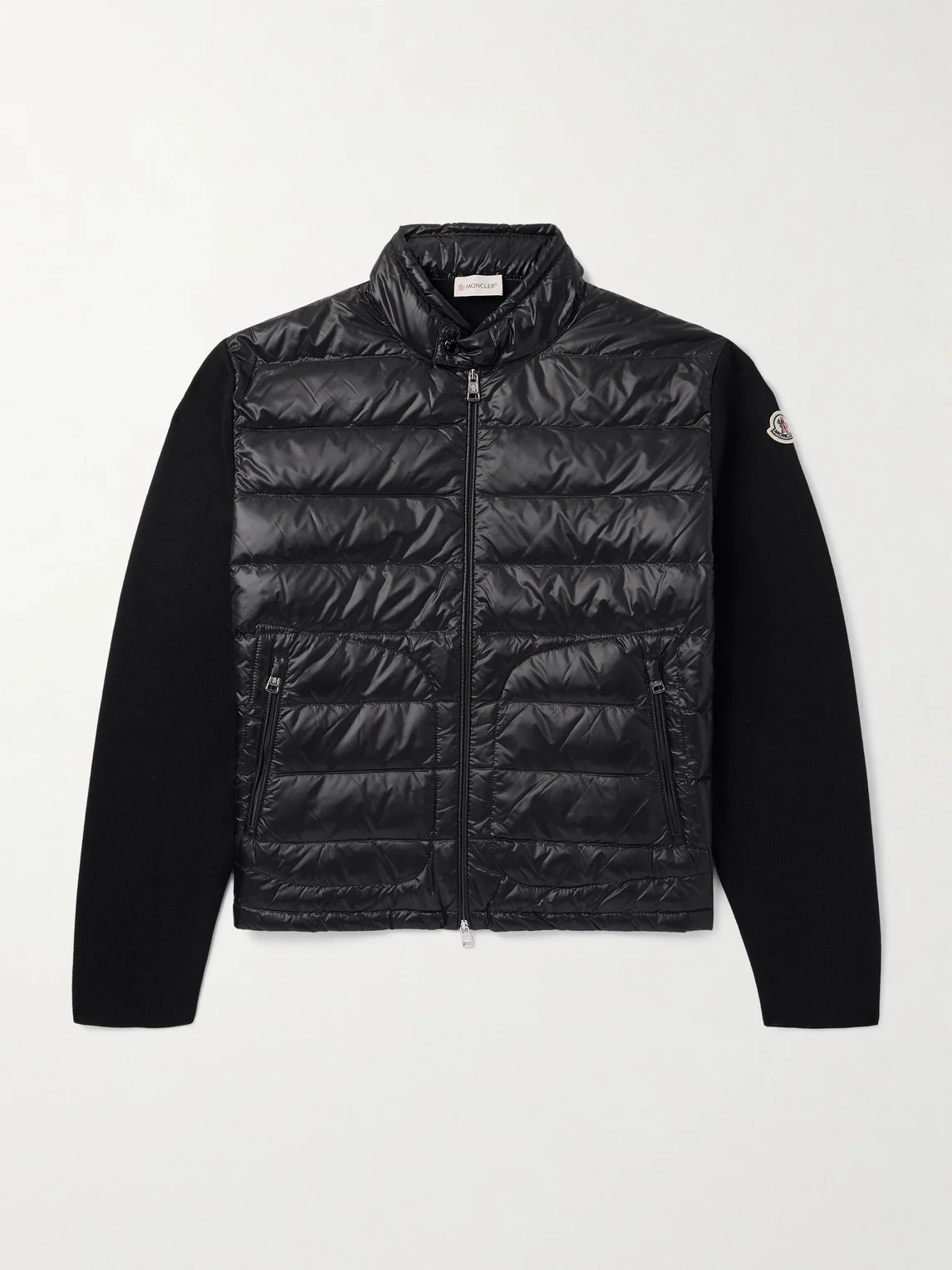 Slim-Fit Logo-Appliquéd Quilted Nylon-Panelled Wool Down Cardigan - 1