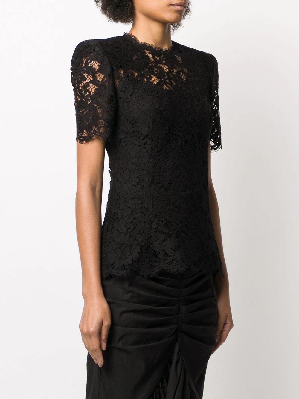 structured-shoulder lace blouse - 3