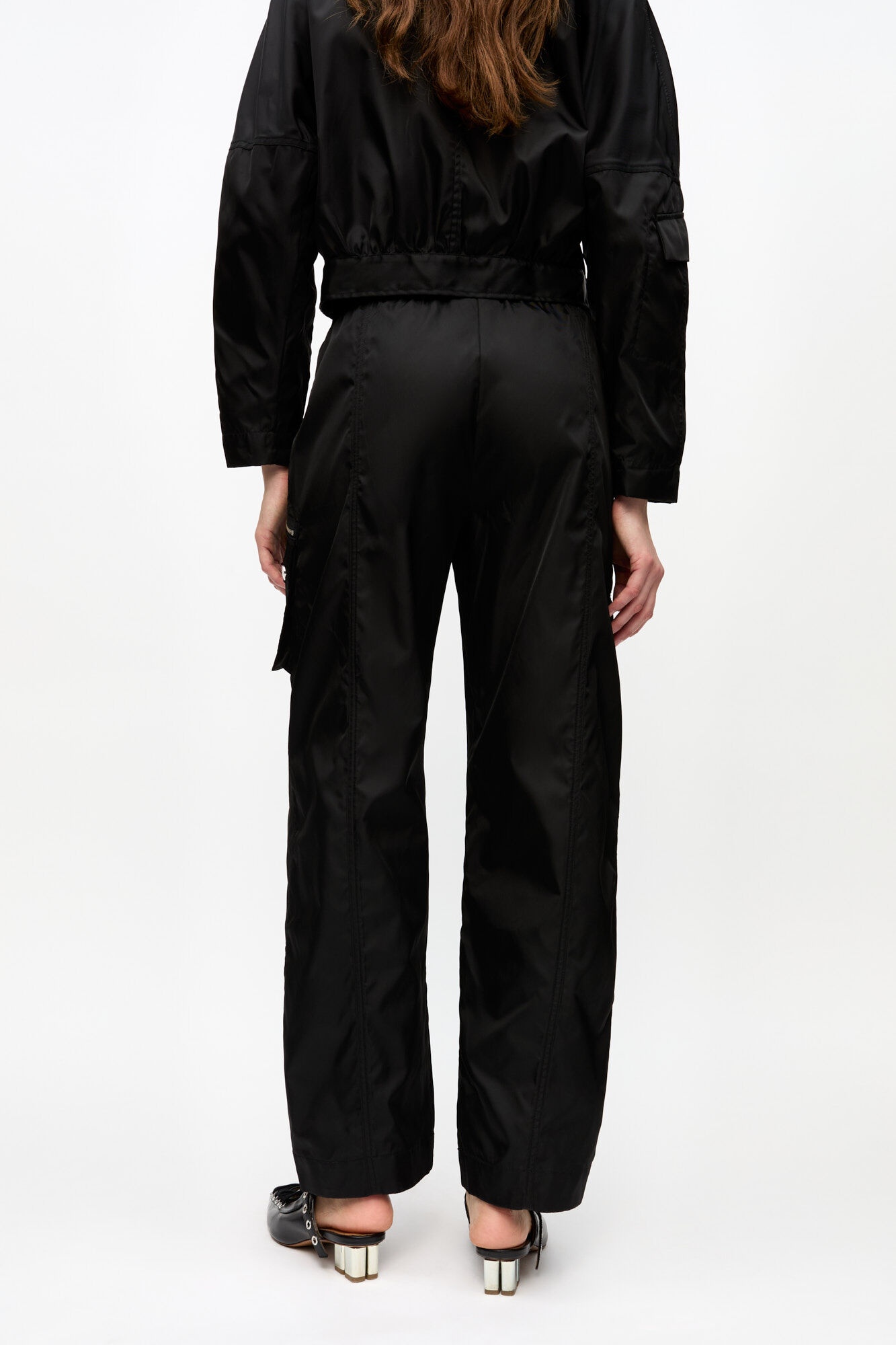 BLACK DUCHESSE NYLON CARGO PANTS - 4