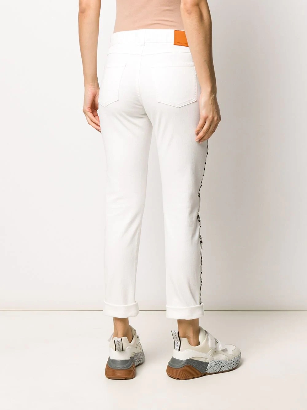 logo tape skinny jeans - 4